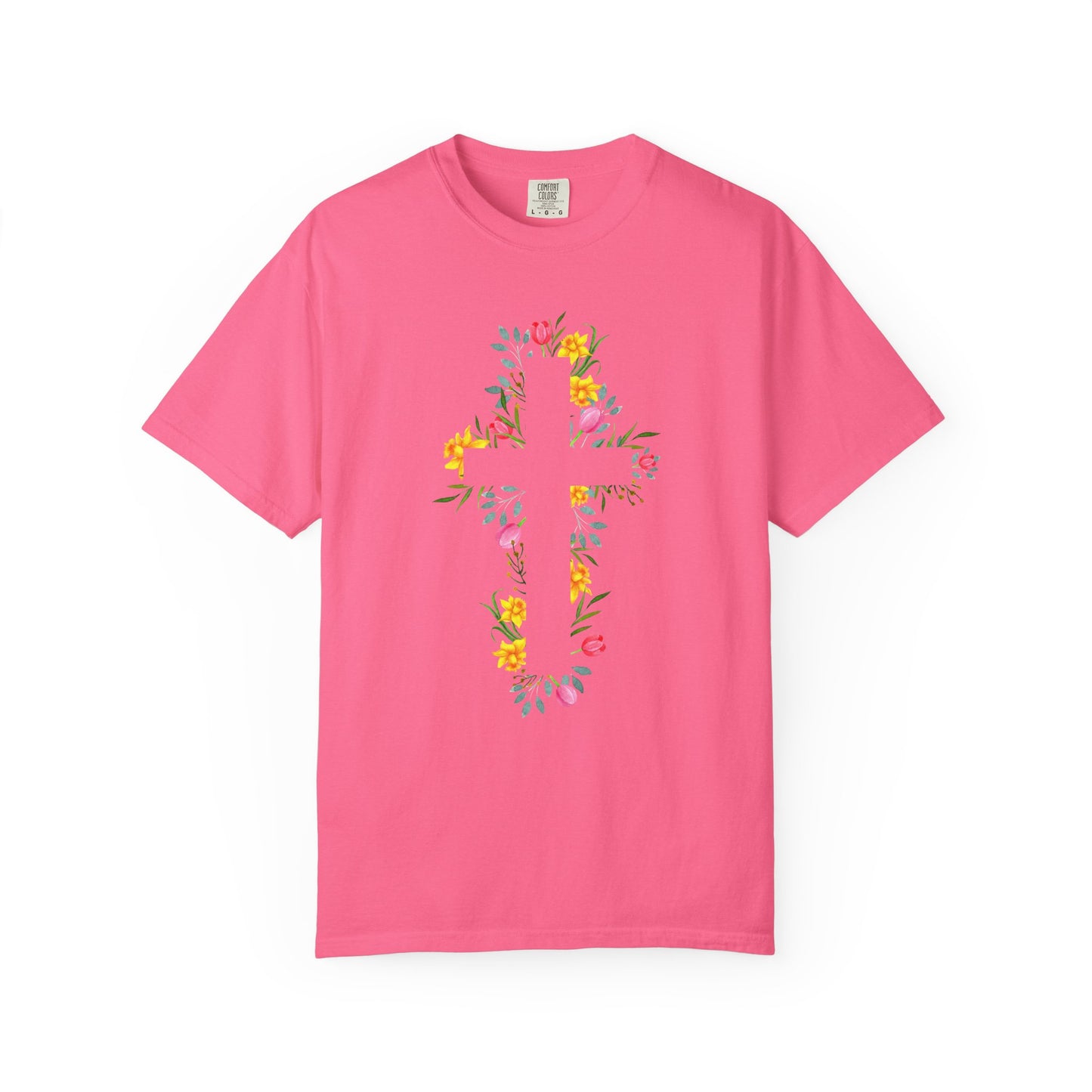 Floral Cross T-Shirt — Christian Faith Tee with Watercolor Flowers
