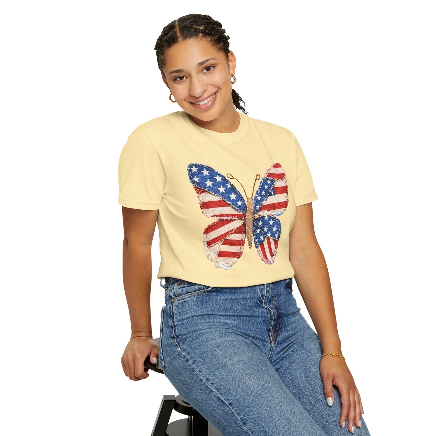 4th of July Butterfly Shirt • Patriotic Butterfly Tee • Vintage Americana Red White Blue Graphic
