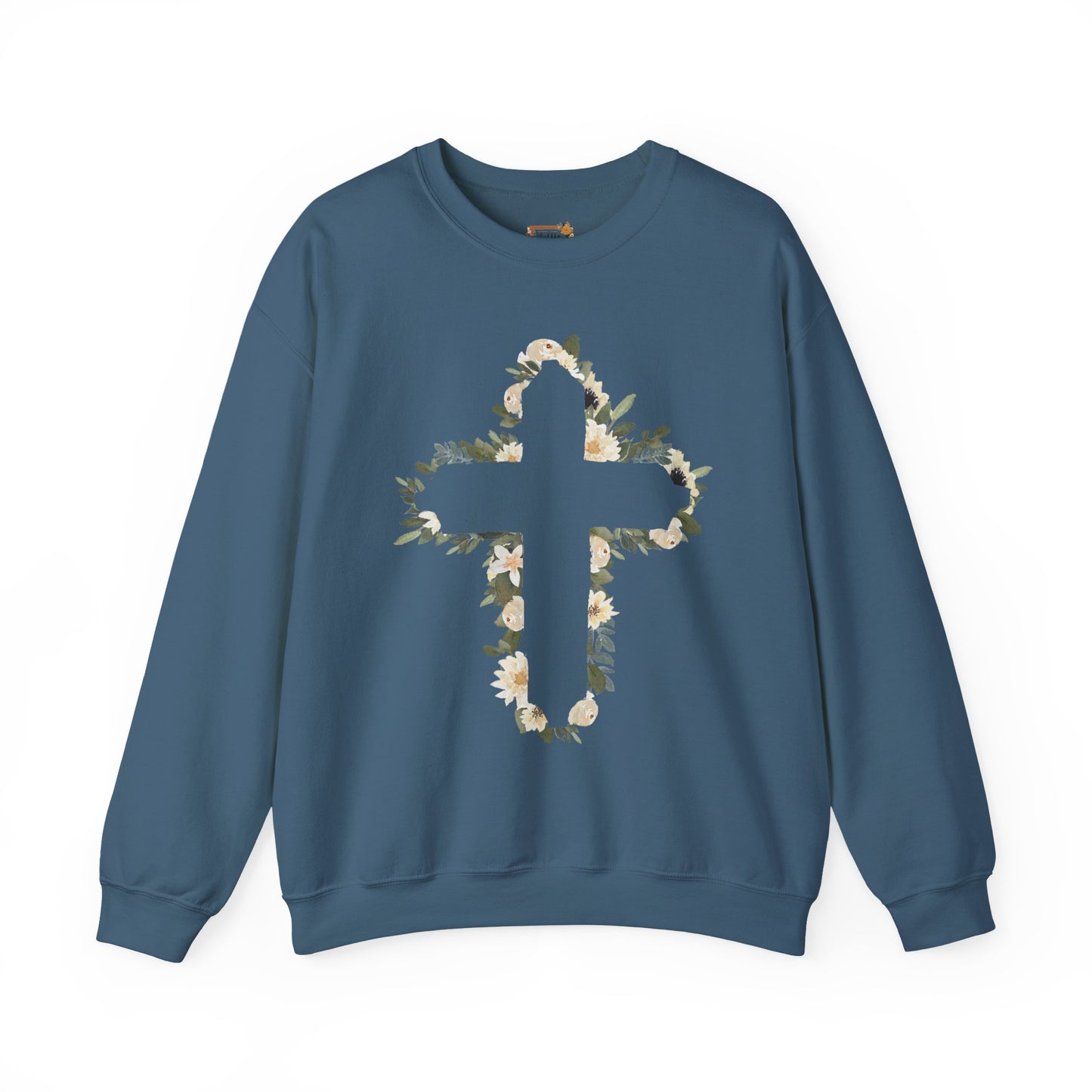 Floral Cross Crewneck Sweatshirt — Christian Faith Floral Pullover
