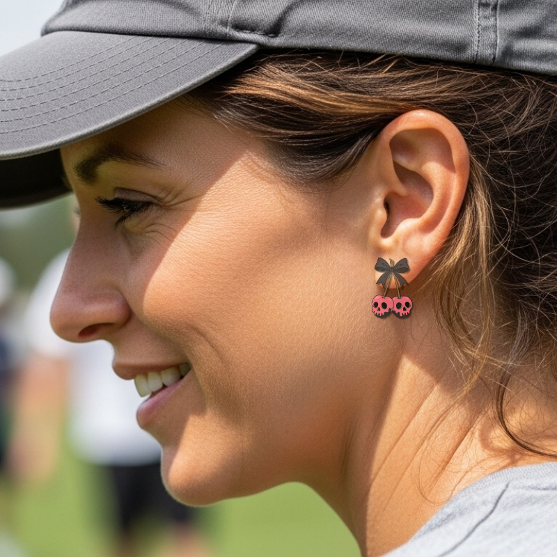 Pink Skull Bow Earrings – Spooky Cute Studs for Moms & Daughters | Little Honey Collective