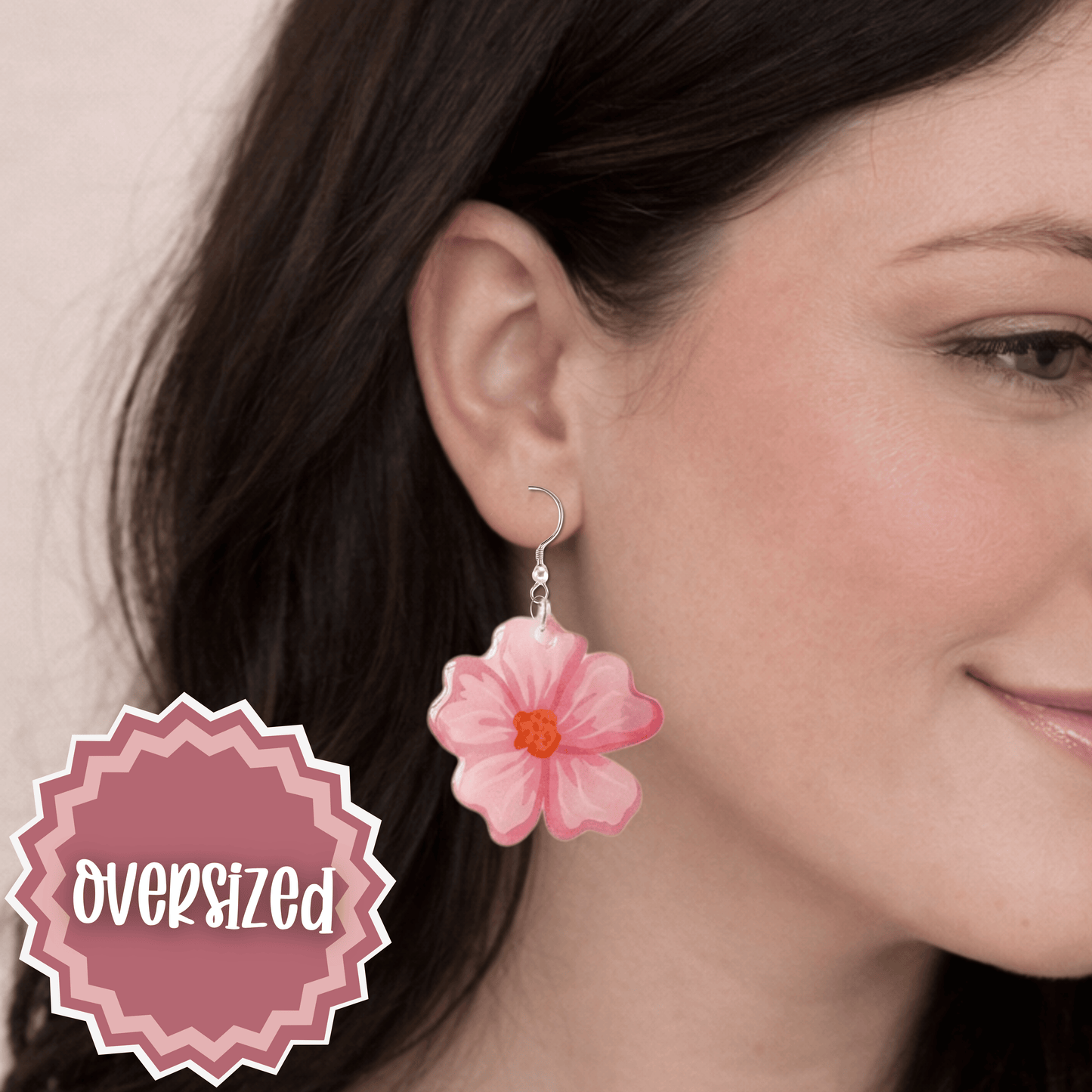 Bold Pink Flower Spring Earrings • Tropical Beach Vacation Jewelry• Hypoallergenic