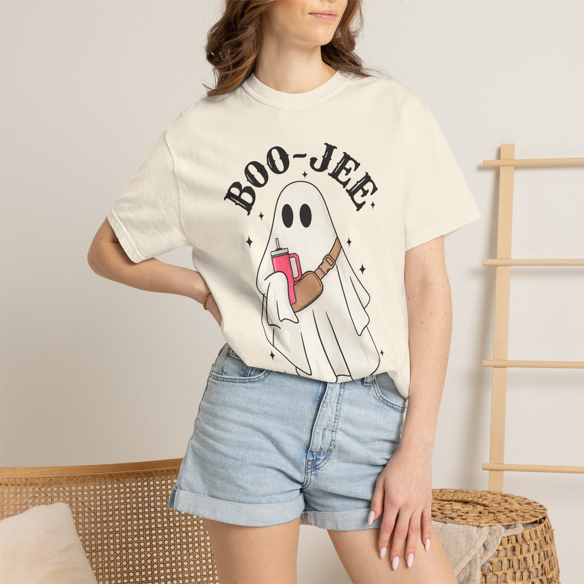 Boo Jee Ghost Shirt, Comfort Colors Halloween Tee, Cute Ghost Shirt, Girly Halloween Graphic Tee, Spooky Season Shirt