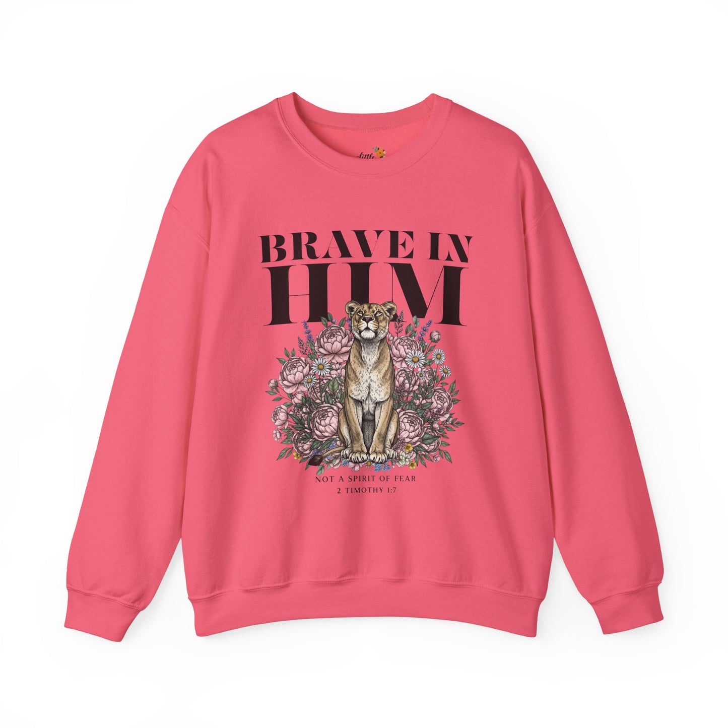 "brave in him" Crewneck Sweatshirt — Inspirational Men's Graphic Sweatshirt