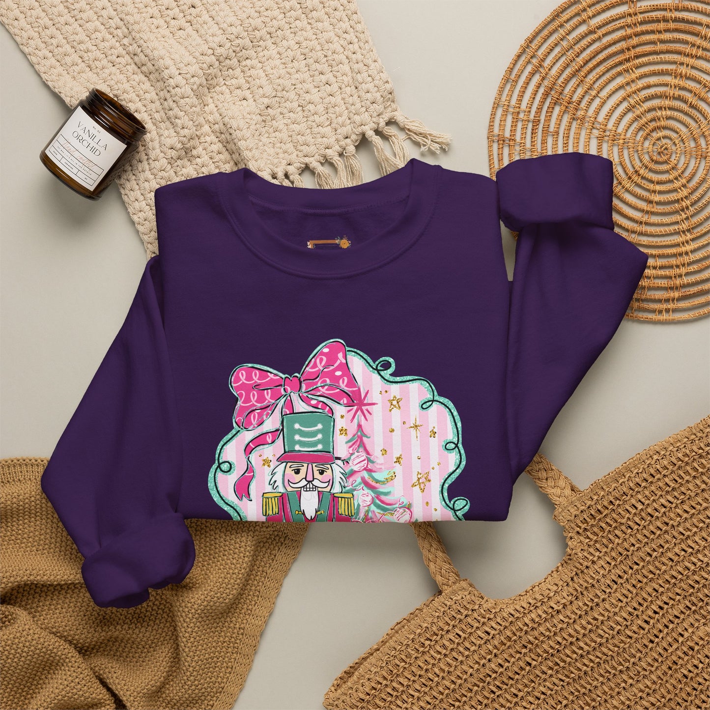 Nutcracker Christmas Sweatshirt — Pink Bow Holiday Crewneck