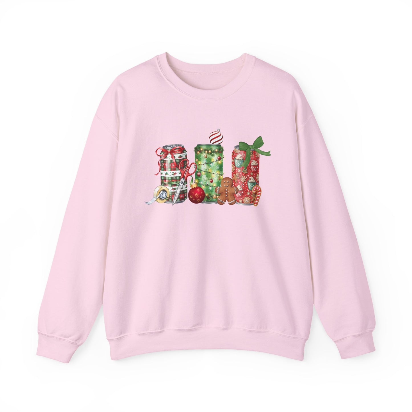 Christmas Soda Crewneck Sweatshirt | Festive Holiday Energy Drink Design | Heavy Blend Cozy Red,Green, Navy, Black, Pink Christmas Sweater for Winter Parties & Gifts