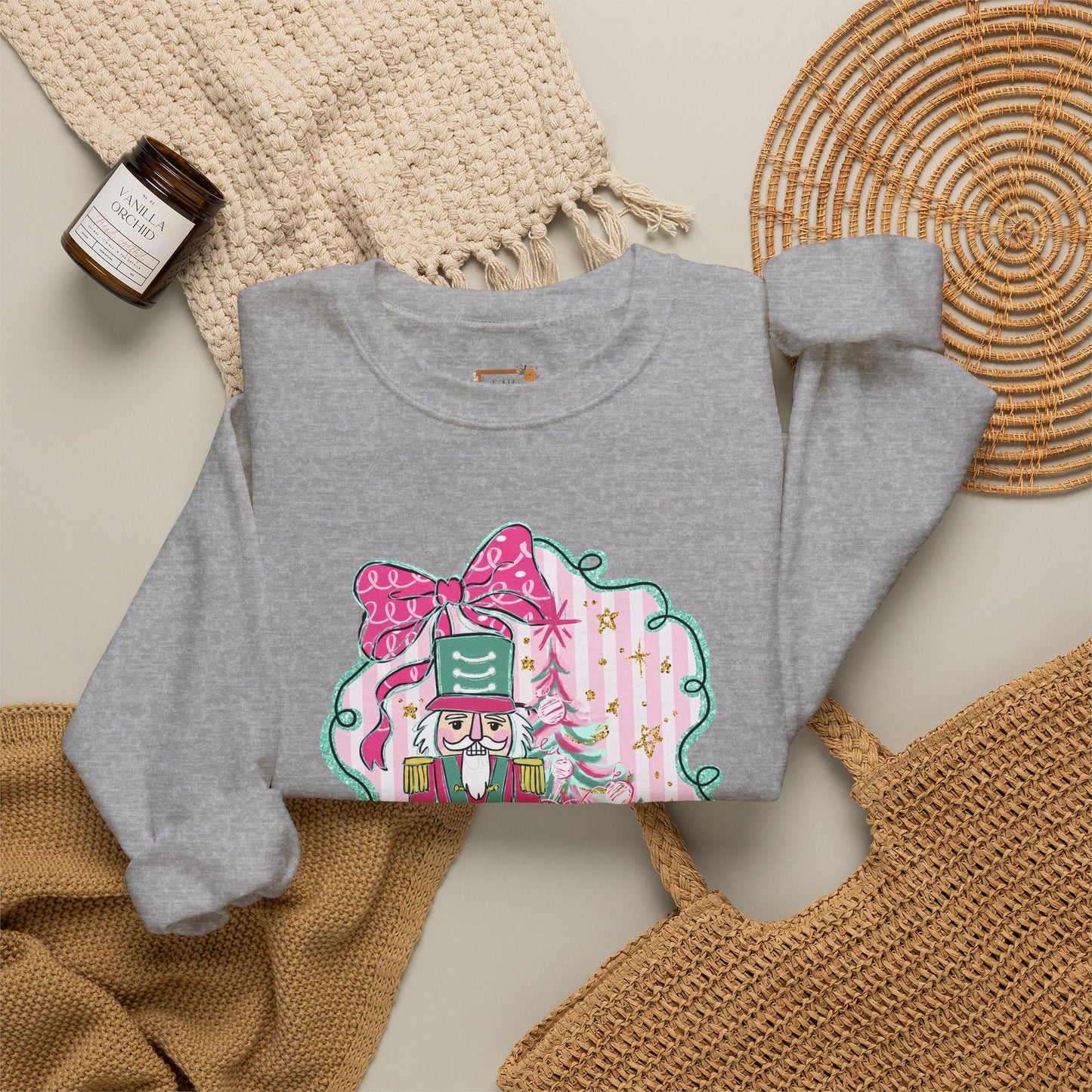 Nutcracker Christmas Sweatshirt — Pink Bow Holiday Crewneck