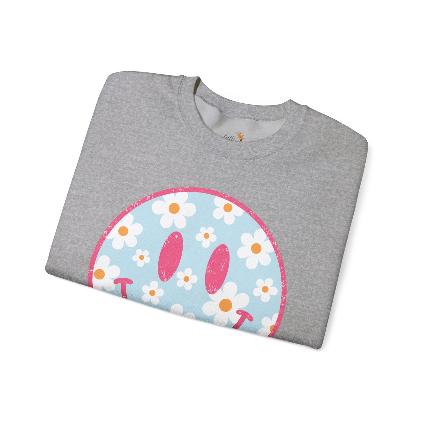 Retro Daisy Smile Sweatshirt • Floral Happy Face Crewneck • Cute Mama Cozy Sweatshirt