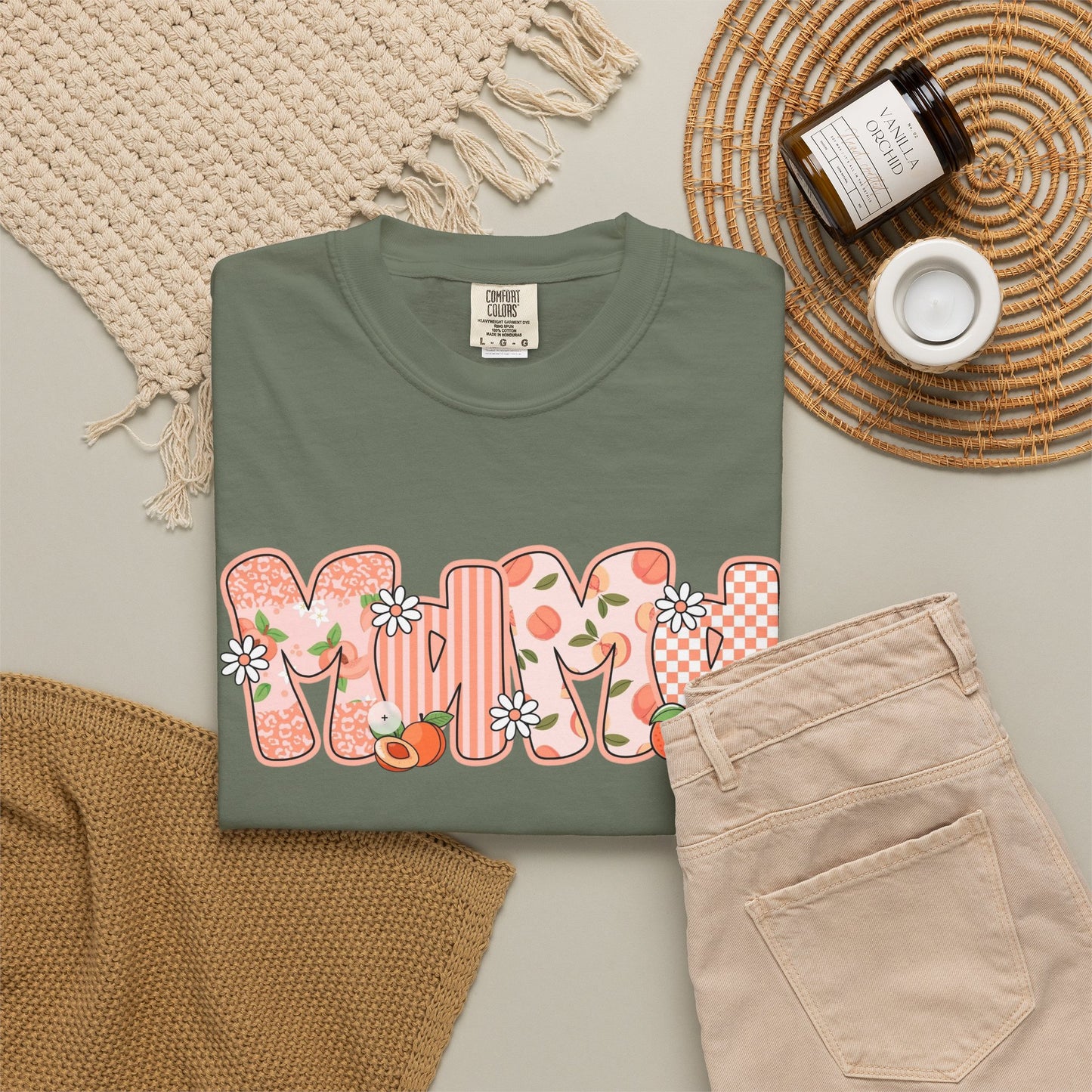 Peach Floral Mama Graphic Tee • Spring Mama Shirt • Soft Girly Mom Shirt • Floral Boutique Style Outfit