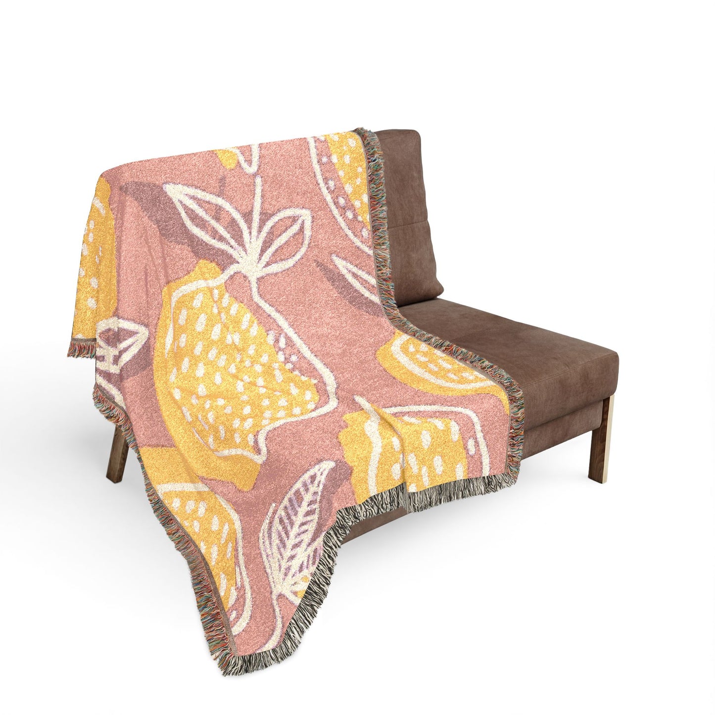 Pink & Yellow Lemon Woven Blanket