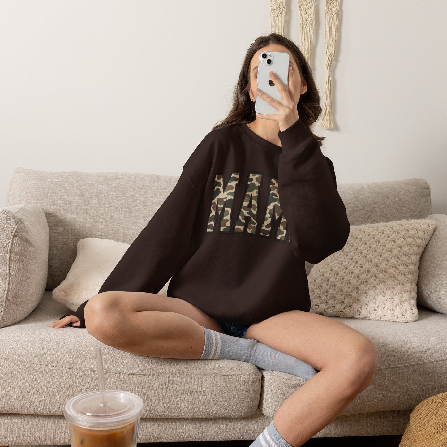 Mama Camo Crewneck Sweatshirt – Camouflage Graphic Mama Pullover, Mother's Day Gift