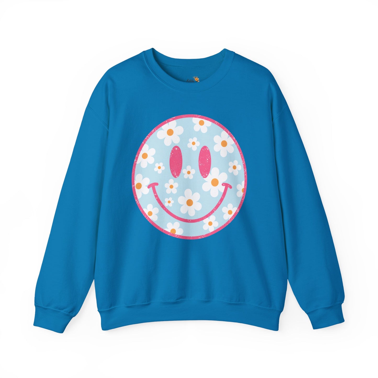 Retro Daisy Smile Sweatshirt • Floral Happy Face Crewneck • Cute Mama Cozy Sweatshirt