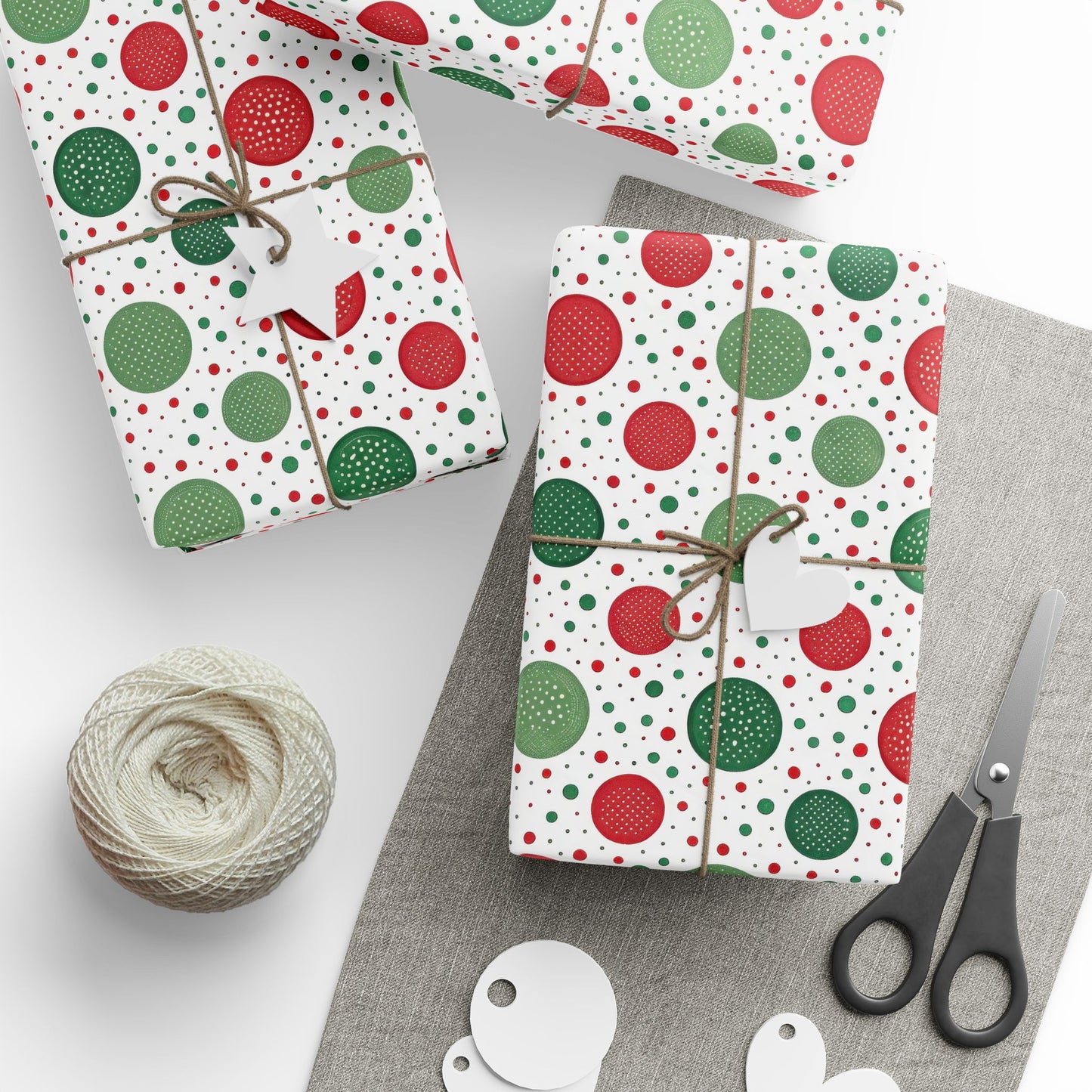 Red & Green Polka Dot Christmas Wrapping Paper | Classic Holiday Pattern | Festive Dots Gift Wrap | Modern Christmas Decor