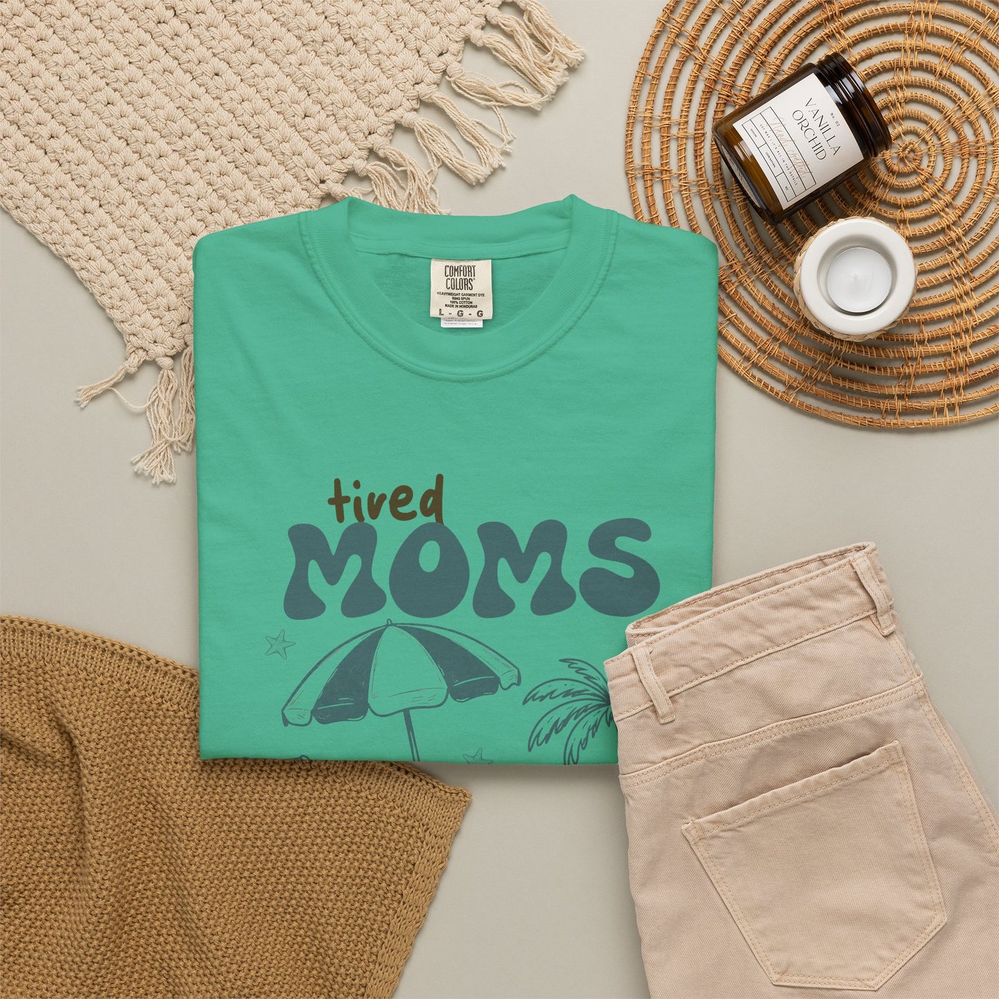 Tired Moms Summer Club Beach Mom Graphic Tee • Summer Vacation Shirt • Pool Day Mama Outfit • Coastal Summer Tee