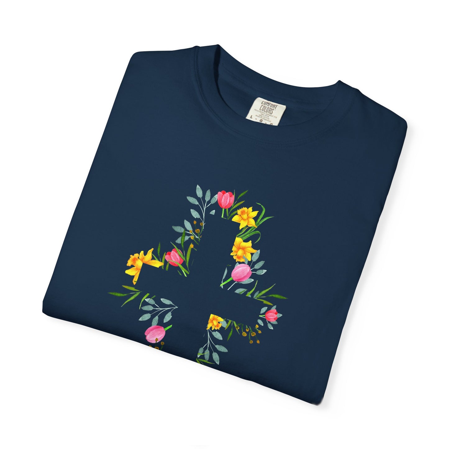 Floral Cross T-Shirt — Christian Faith Tee with Watercolor Flowers
