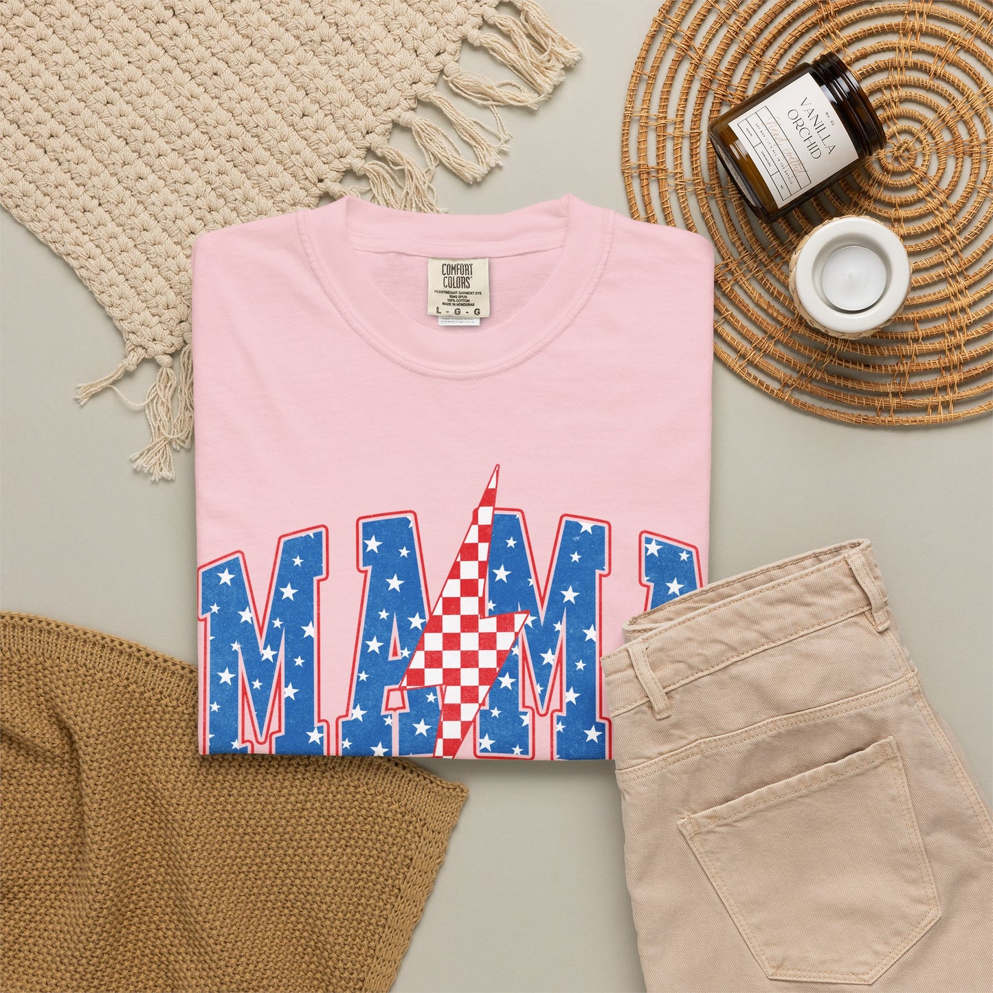Patriotic MAMA Shirt • Lightning Bolt Mama Tee • Red White Blue Americana Graphic