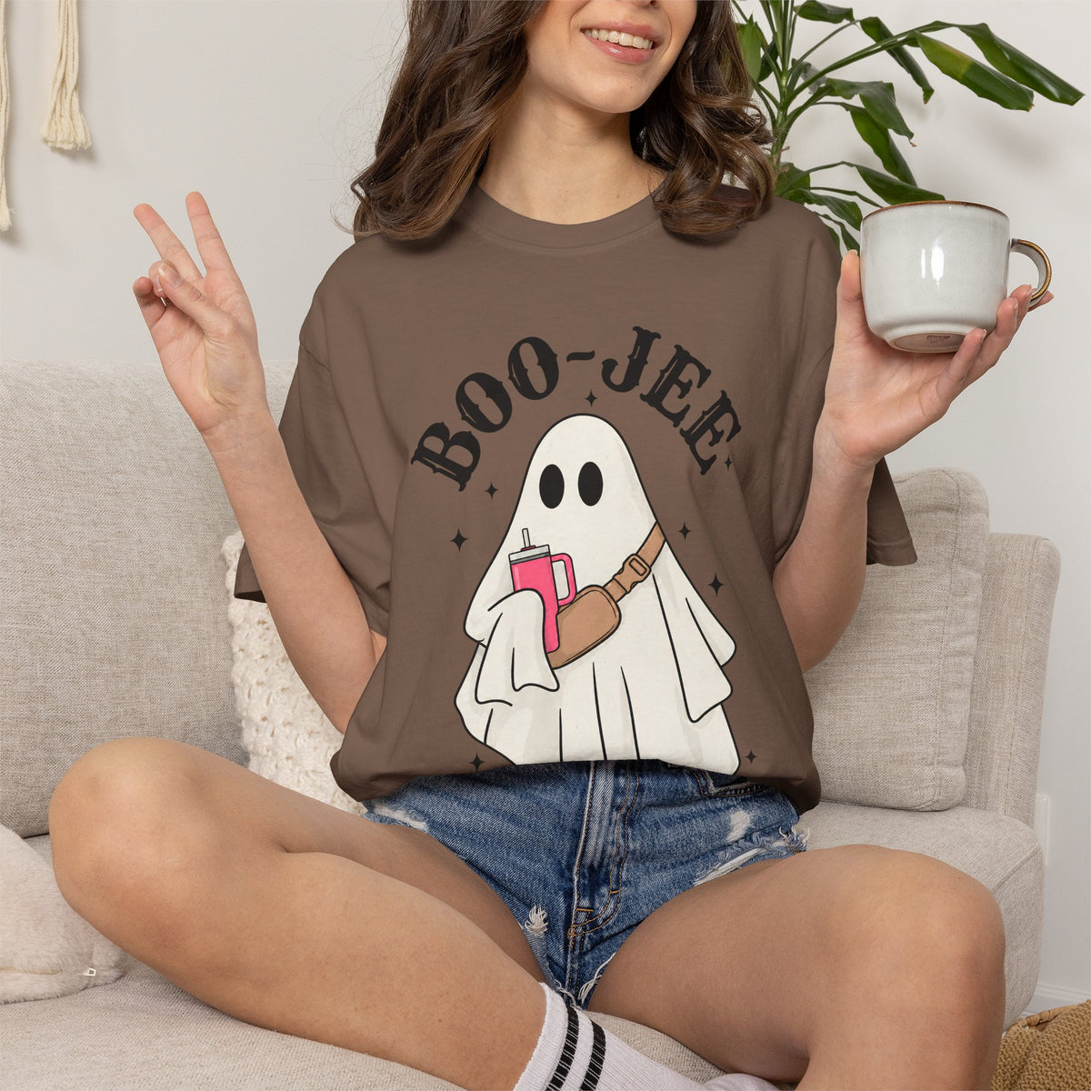 Boo Jee Ghost Shirt, Comfort Colors Halloween Tee, Cute Ghost Shirt, Girly Halloween Graphic Tee, Spooky Season Shirt