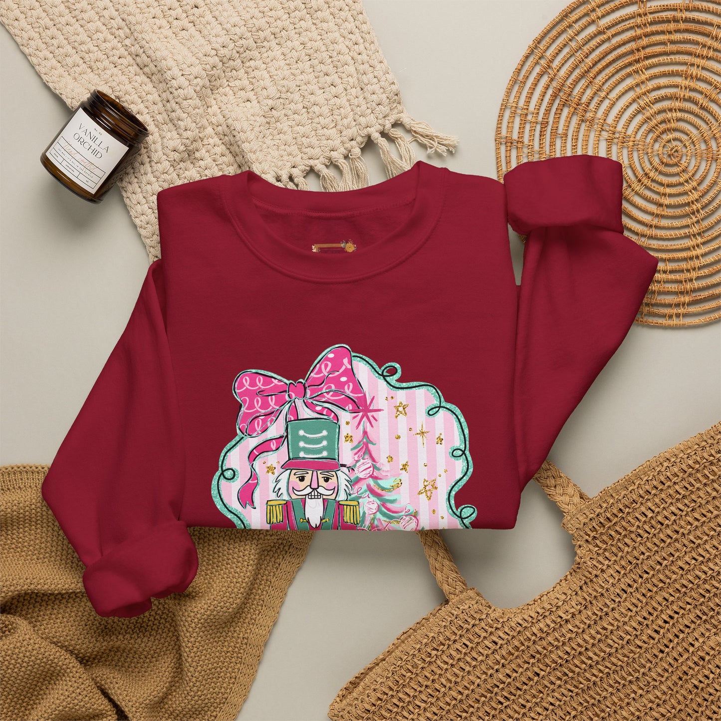 Nutcracker Christmas Sweatshirt — Pink Bow Holiday Crewneck