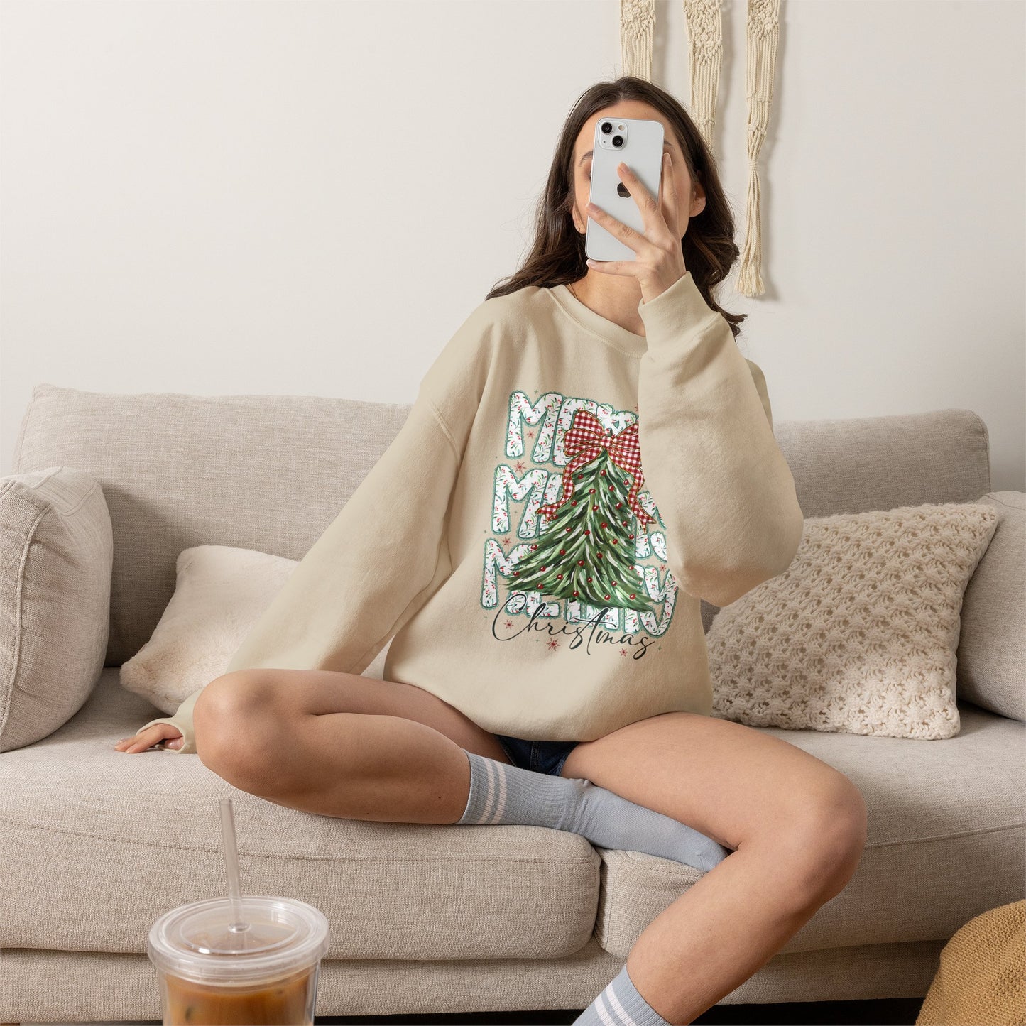 Christmas Tree Crewneck Sweatshirt — Merry Merry Holiday Graphic