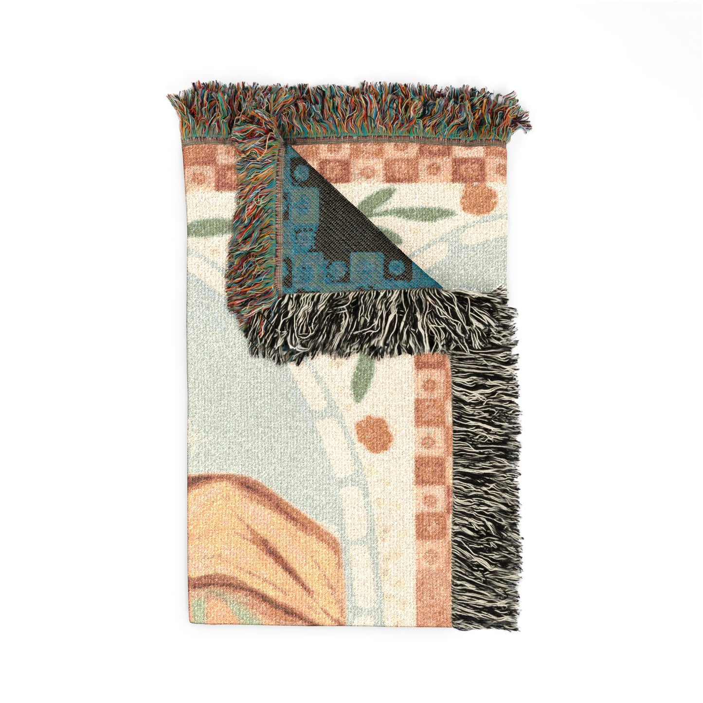 Spring Floral Cross Woven Blanket — Easter Landscape Cross & Floral Throw