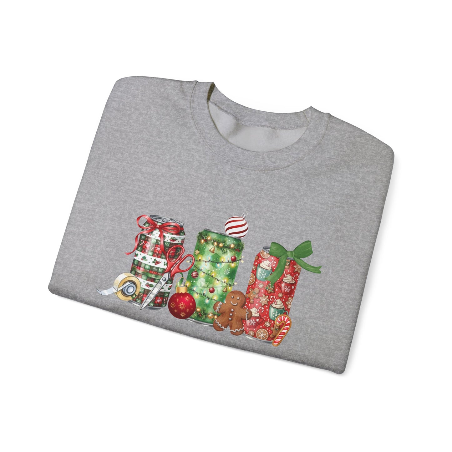 Christmas Soda Crewneck Sweatshirt | Festive Holiday Energy Drink Design | Heavy Blend Cozy Red,Green, Navy, Black, Pink Christmas Sweater for Winter Parties & Gifts