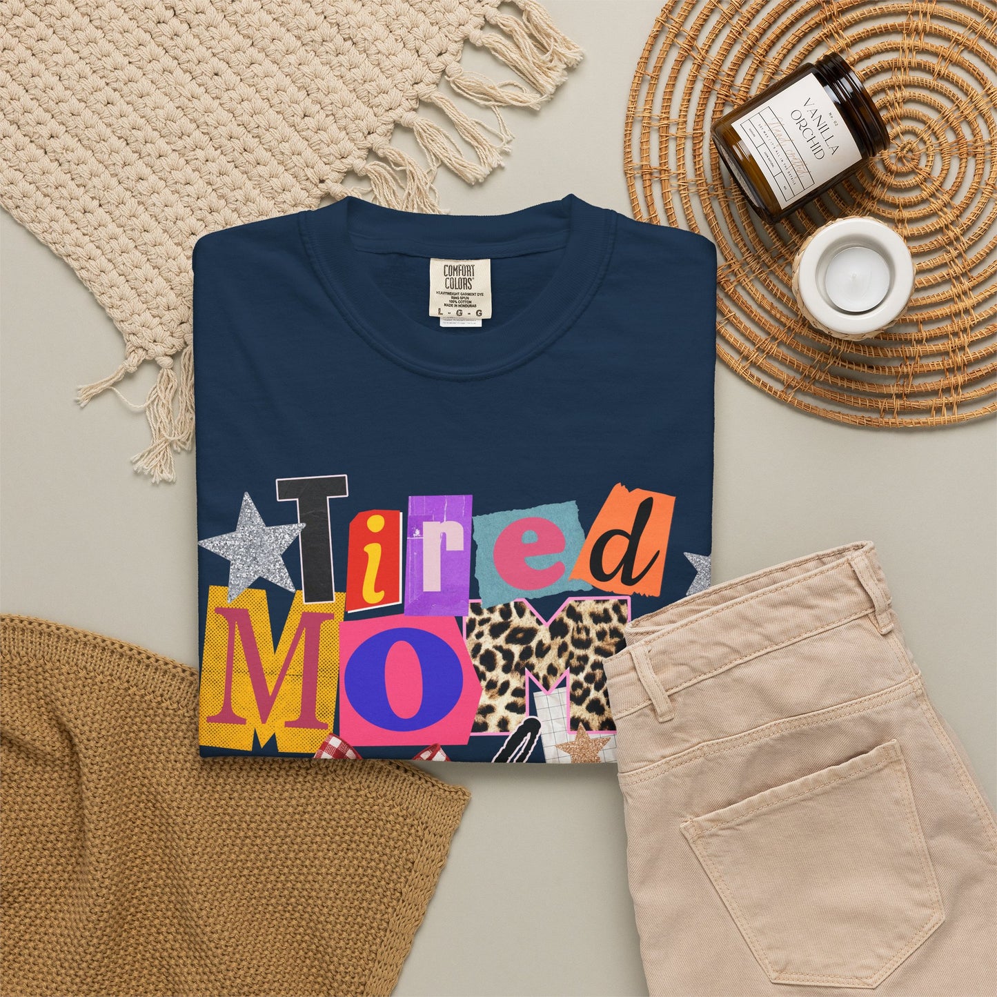 Tired Moms Club Shirt Women • Funny Mom Shirt • Trendy Patchwork Leopard Gingham Graphic Tee • Relatable Mom Outfit