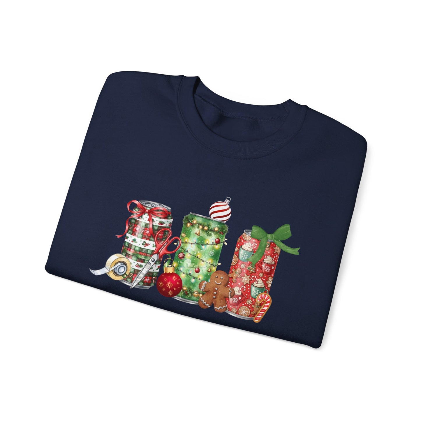 Christmas Soda Crewneck Sweatshirt | Festive Holiday Energy Drink Design | Heavy Blend Cozy Red,Green, Navy, Black, Pink Christmas Sweater for Winter Parties & Gifts