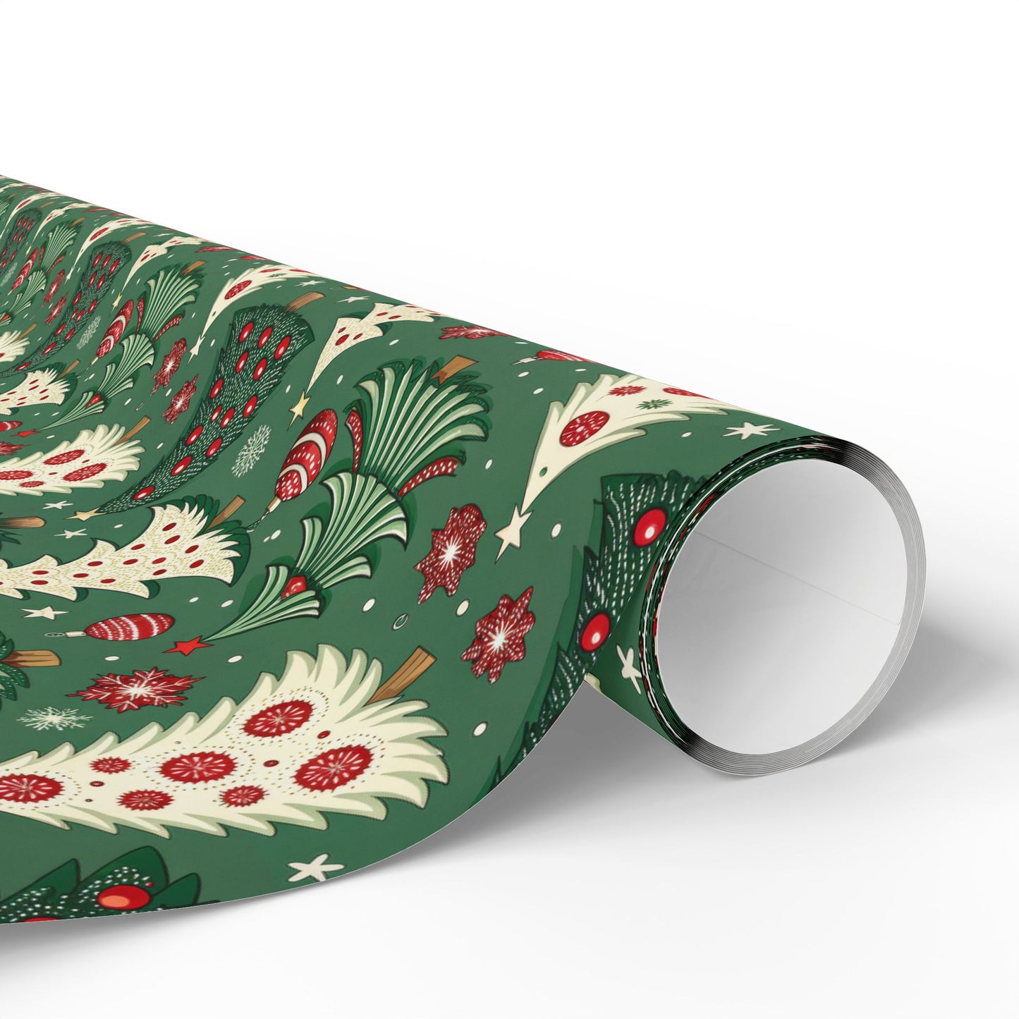 Christmas Tree Wrapping Paper & Blanket | Red Green Holiday Pattern | Festive Ornaments & Snowflakes | Cozy Christmas Gift Wrap & Decor