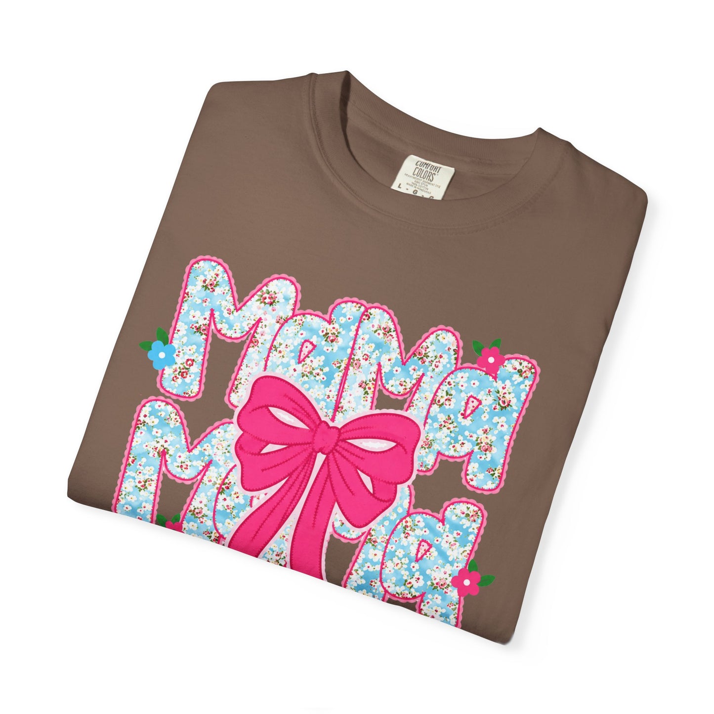 Hydrangea Mama Floral Bow T-Shirt — Cute Mom Graphic Tee for Mother’s Day
