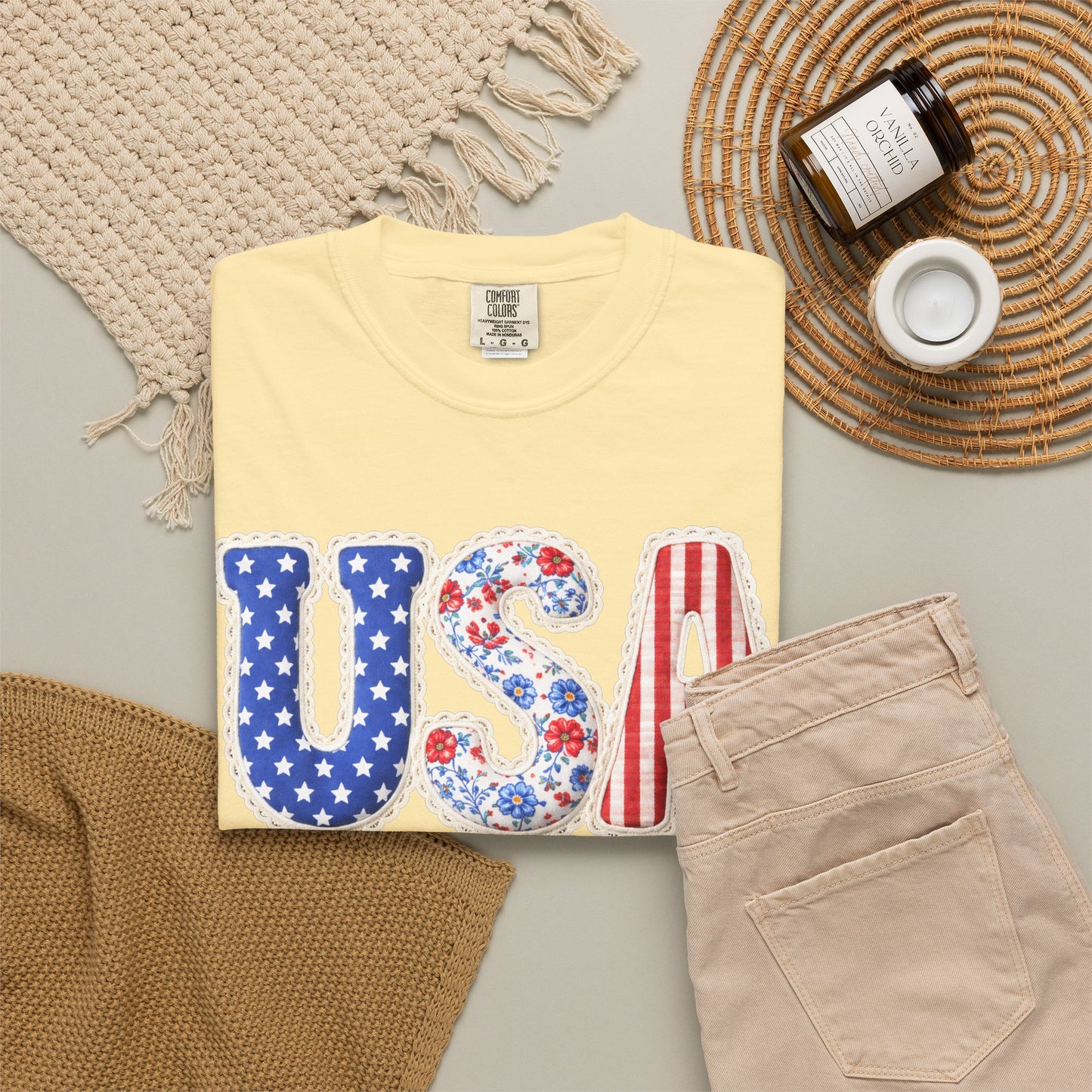 Floral Patchwork USA Shirt • Preppy Patriotic Tee • Vintage Americana Gingham Shirt • 4th of July Mom Outfit