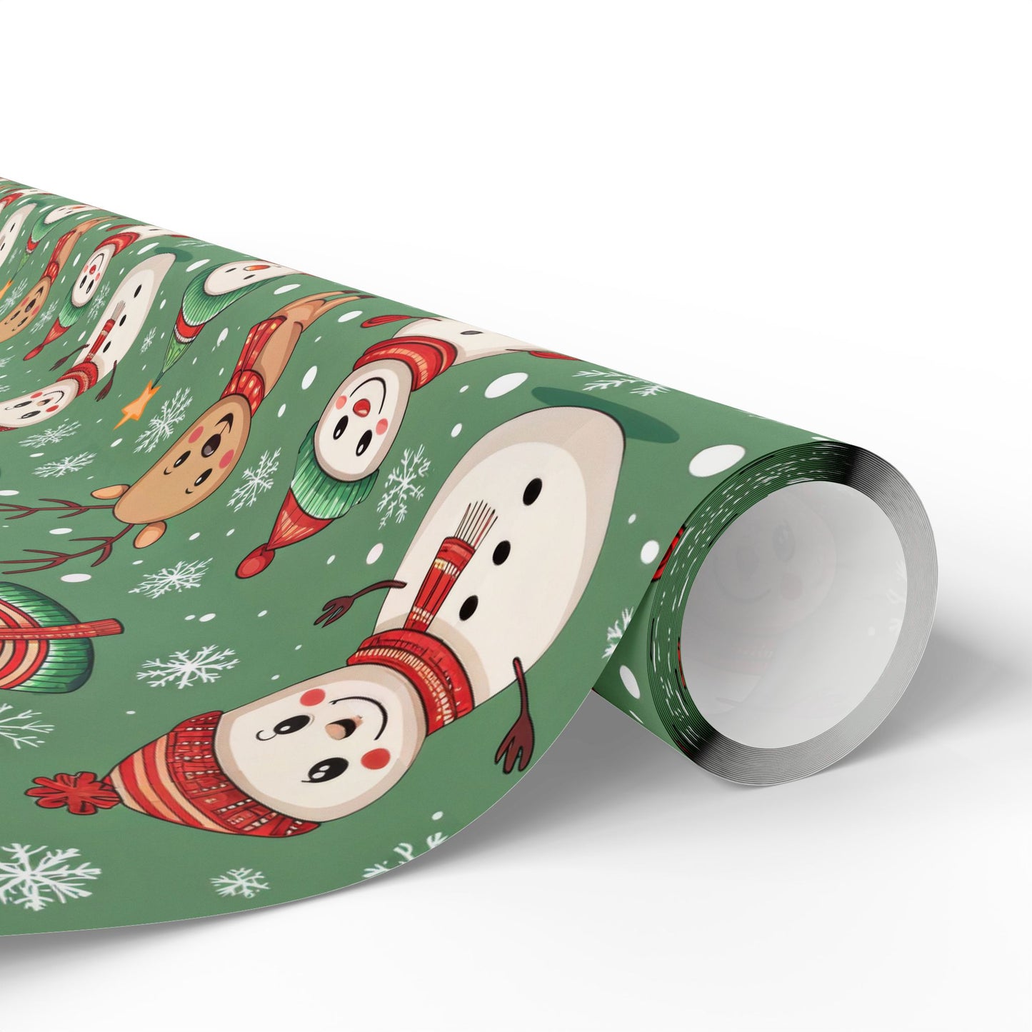 Snowman & Reindeer Christmas Wrapping Paper & Blanket | Cozy Green Winter Pattern | Cute Holiday Gift Wrap | Whimsical Christmas Decor