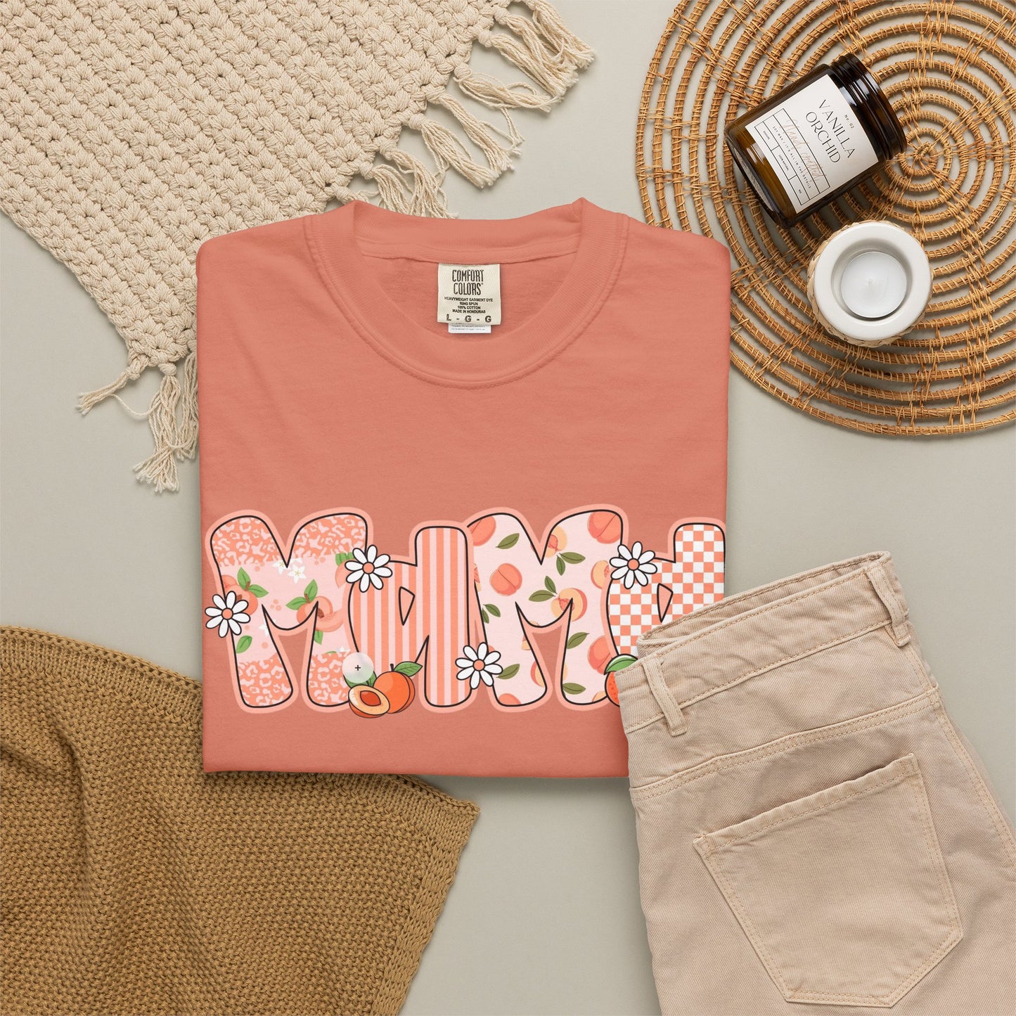Peach Floral Mama Graphic Tee • Spring Mama Shirt • Soft Girly Mom Shirt • Floral Boutique Style Outfit