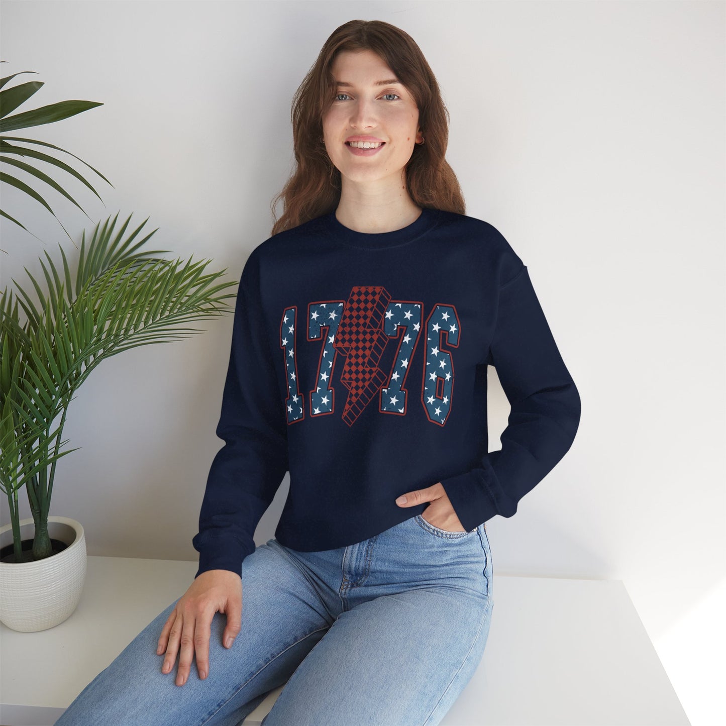 1776 Lightning Bolt Sweatshirt • Patriotic Graphic Crewneck • Americana Red White Blue Bold Statement