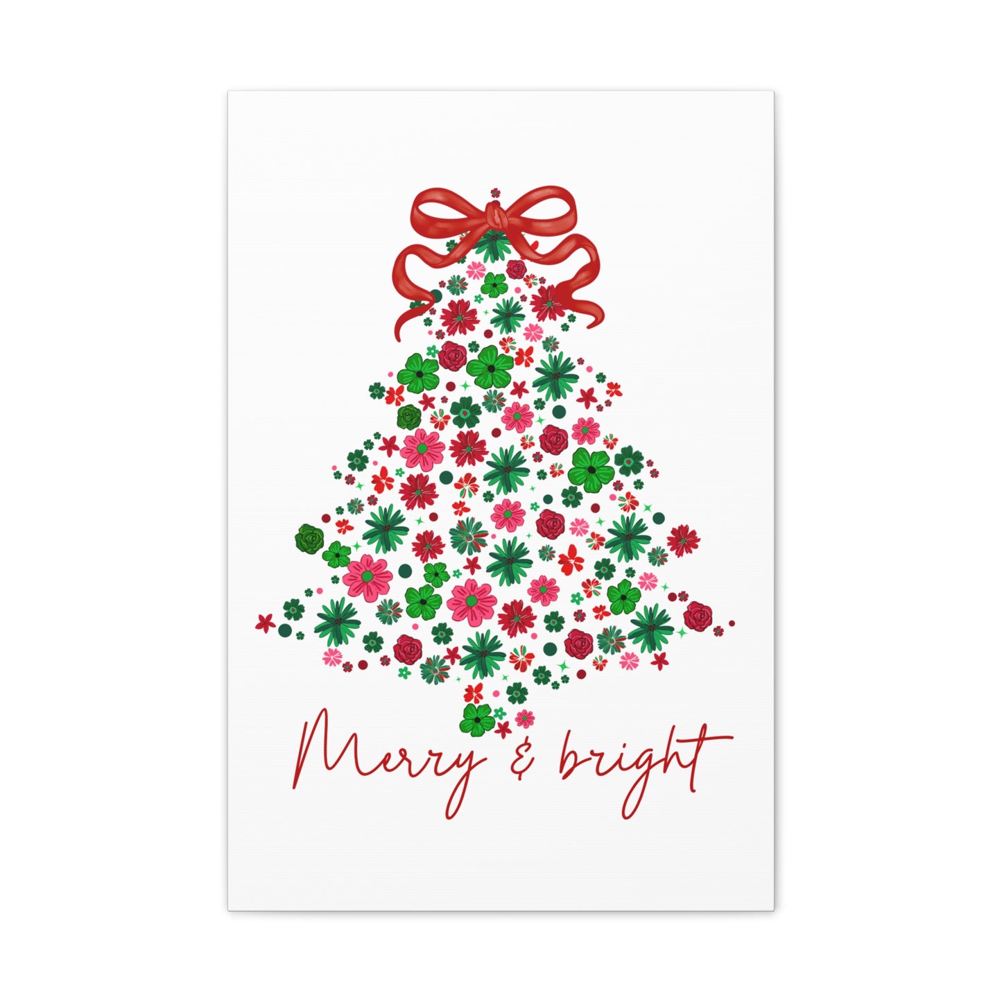 Festive Canvas Wall Art - Merry & Bright Christmas Tree