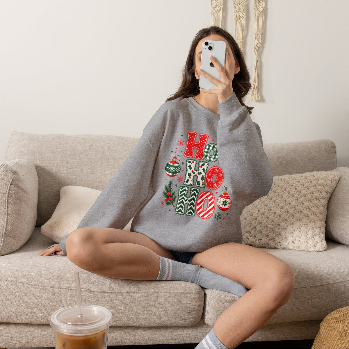 Ho Ho Ho Christmas Sweatshirt, Retro Christmas Crewneck, Gildan Holiday Sweatshirt, Festive Christmas Sweater, Christmas Gift