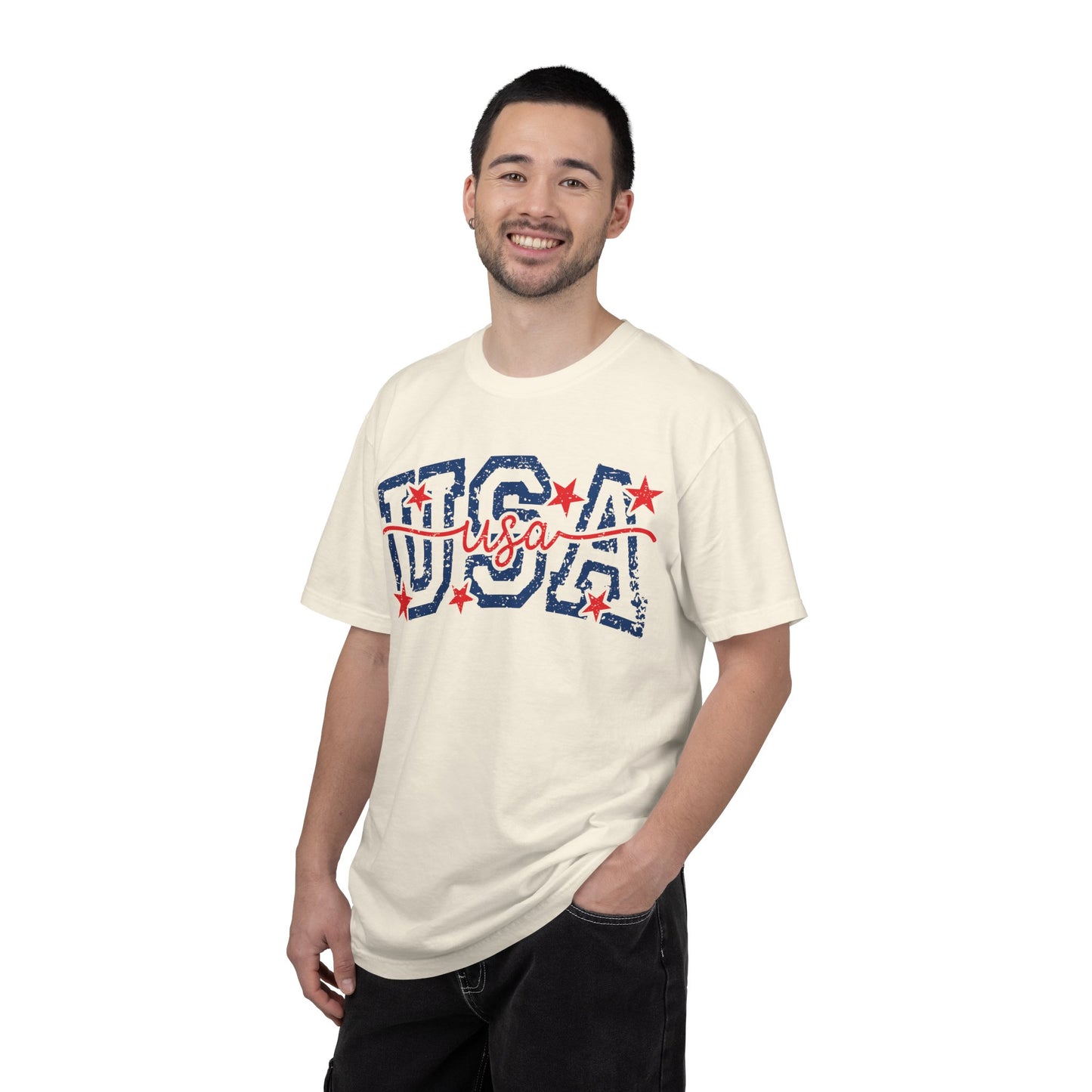 Retro USA Americana Mama Tee • Bold Patriotic Outfit Shirt • Vintage 4TH of July Script Summer Top