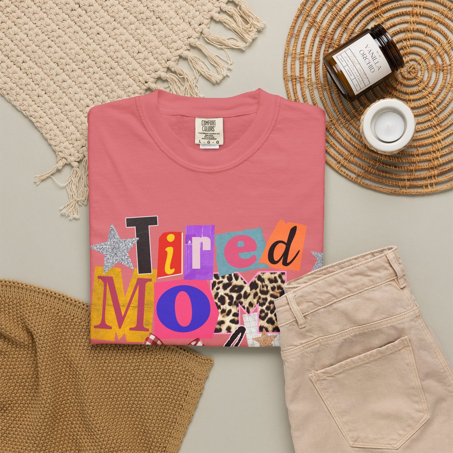 Tired Moms Club Shirt Women • Funny Mom Shirt • Trendy Patchwork Leopard Gingham Graphic Tee • Relatable Mom Outfit
