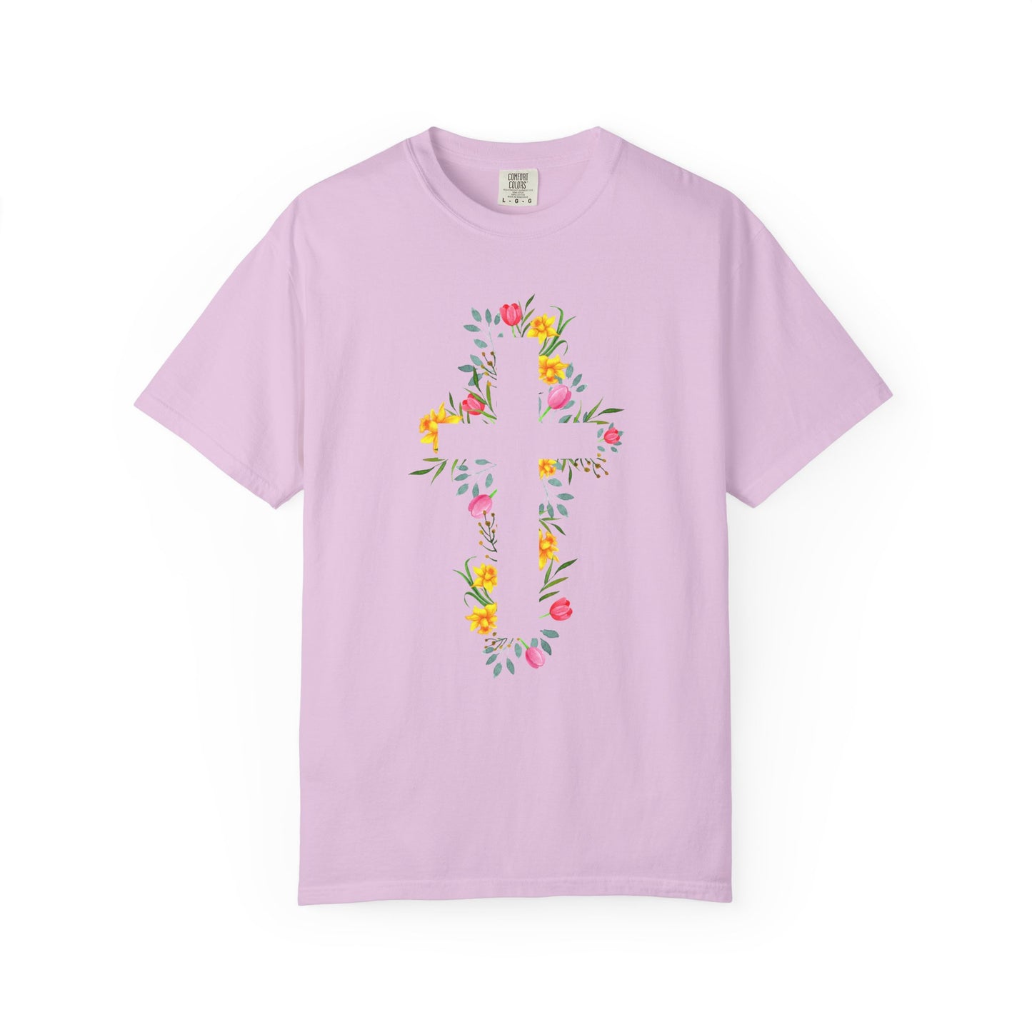 Floral Cross T-Shirt — Christian Faith Tee with Watercolor Flowers