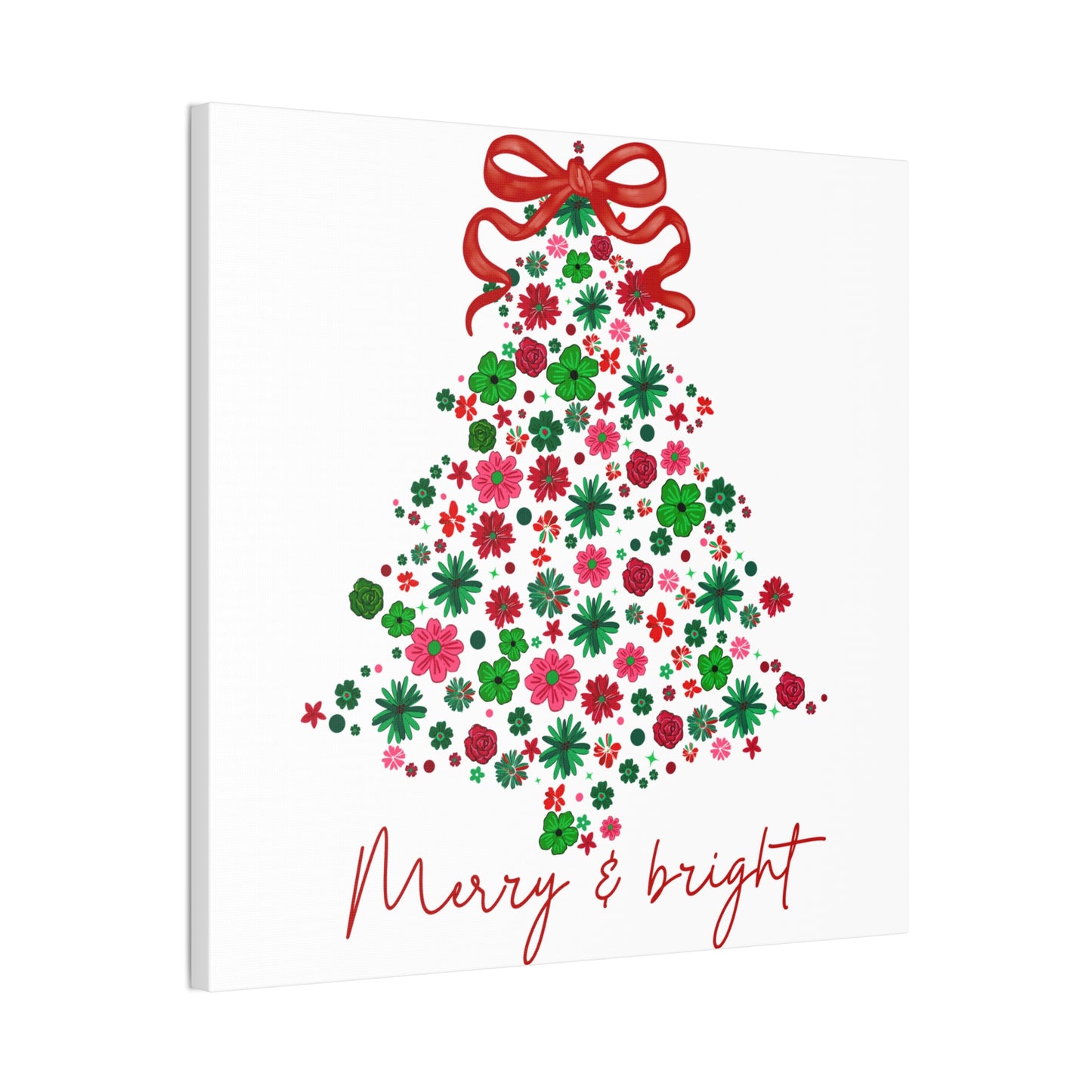 Festive Canvas Wall Art - Merry & Bright Christmas Tree