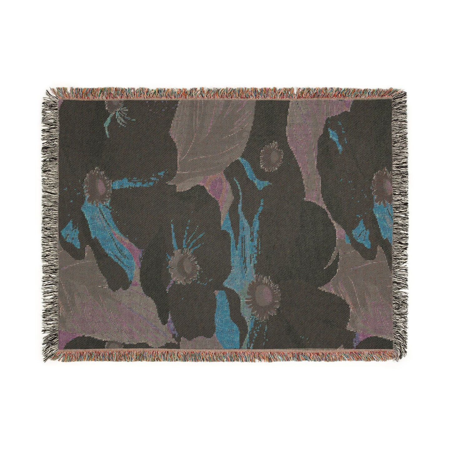 Floral Woven Blanket — Vintage Pink & Green Botanical Throw
