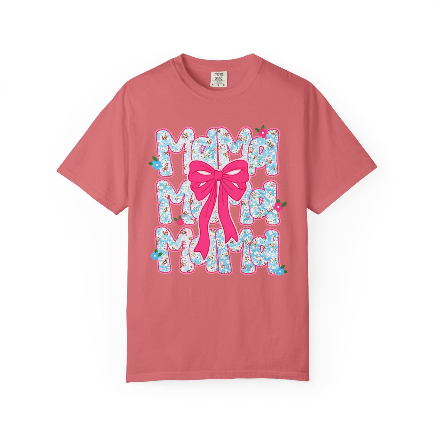 Hydrangea Mama Floral Bow T-Shirt — Cute Mom Graphic Tee for Mother’s Day