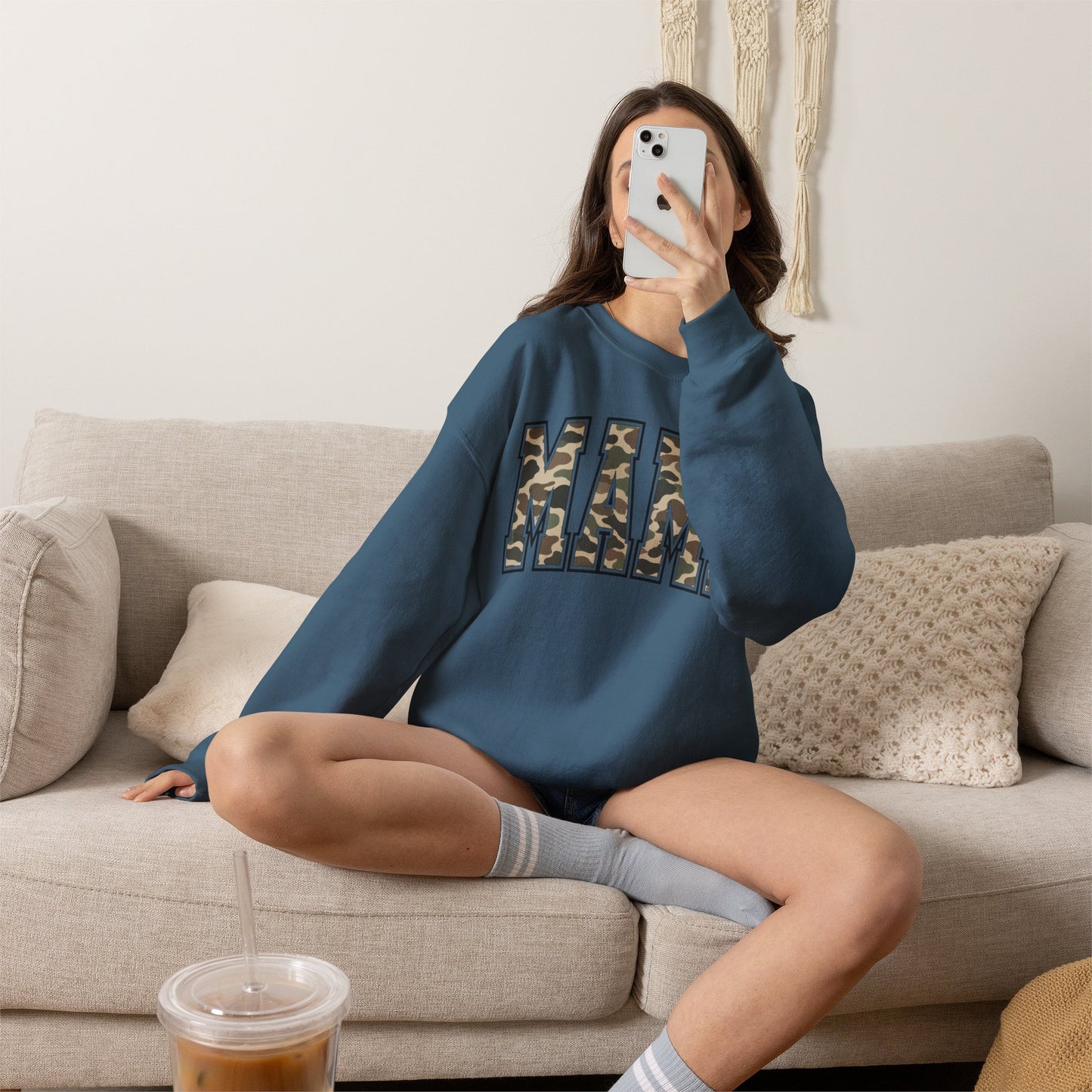 Mama Camo Crewneck Sweatshirt – Camouflage Graphic Mama Pullover, Mother's Day Gift