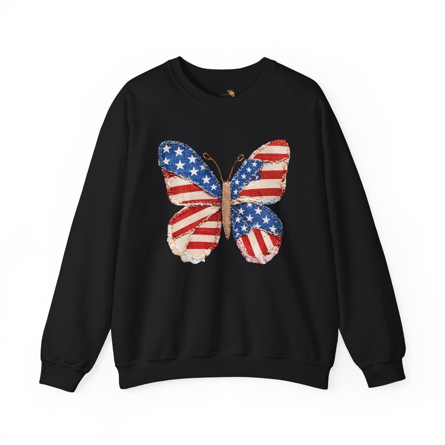 4th of July Butterfly Sweatshirt • Patriotic Butterfly Crewneck • Vintage Americana Red White Blue Graphic