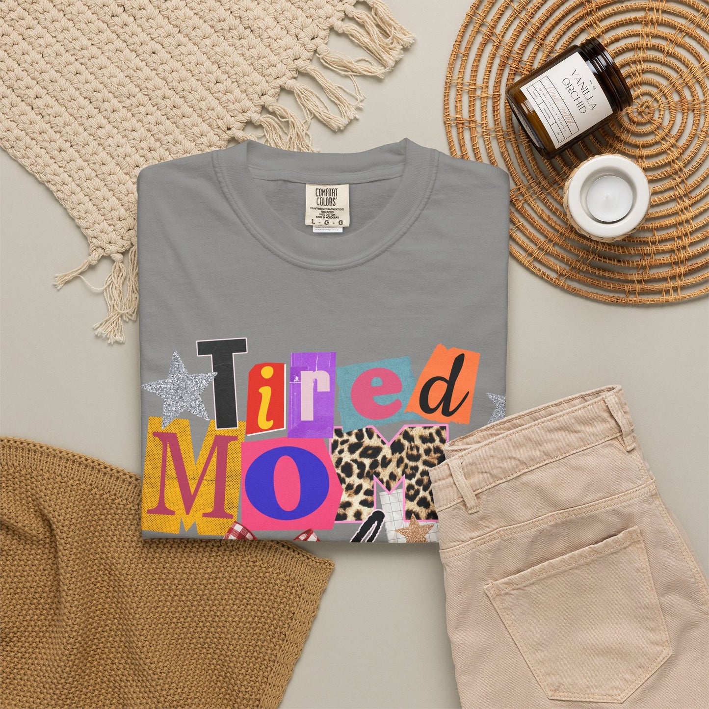 Tired Moms Club Shirt Women • Funny Mom Shirt • Trendy Patchwork Leopard Gingham Graphic Tee • Relatable Mom Outfit