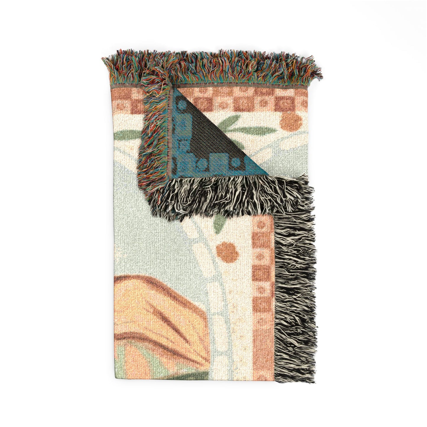Spring Floral Cross Woven Blanket — Easter Landscape Cross & Floral Throw