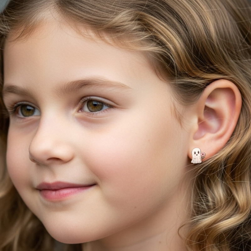 Floral Ghost Earrings – Spooky Cute Studs for Moms & Daughters | Little Honey Collective