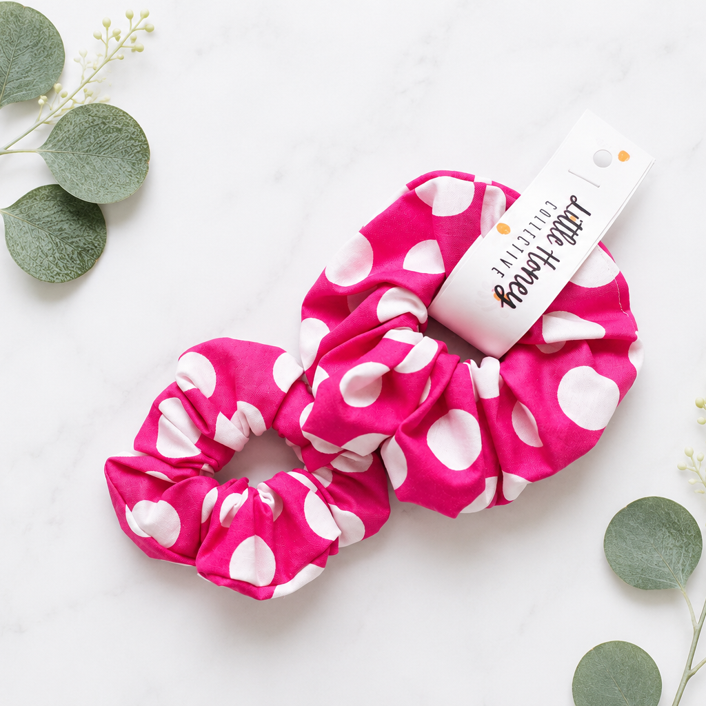 Pink Polkadot Scrunchie