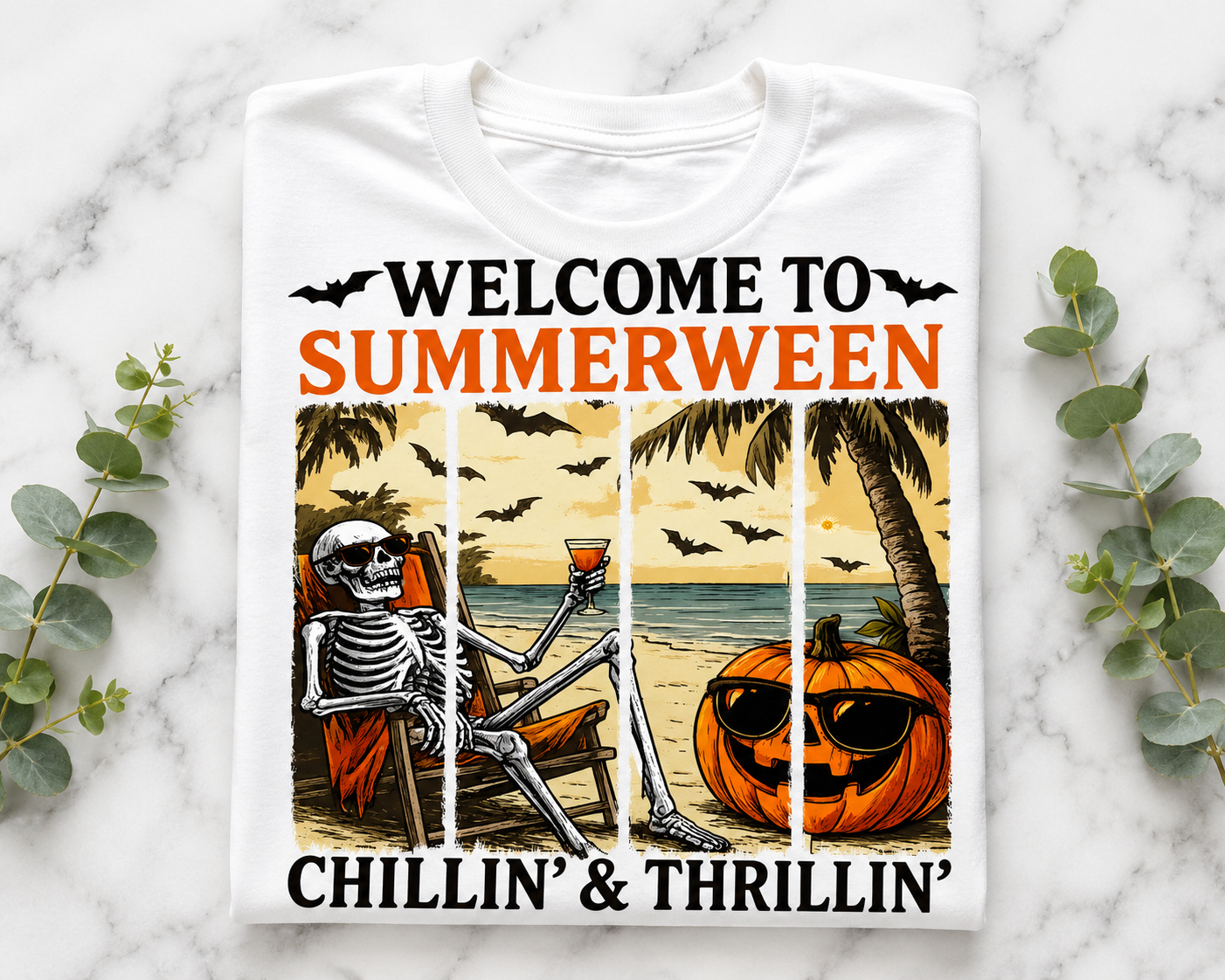 Chillin & Thrillin Shirt • Welcome To Summerween Shirt • Spooky Summer Tee • Halloween Beach Shirt • Skeleton Beach Shirt • Summer Halloween Shirt