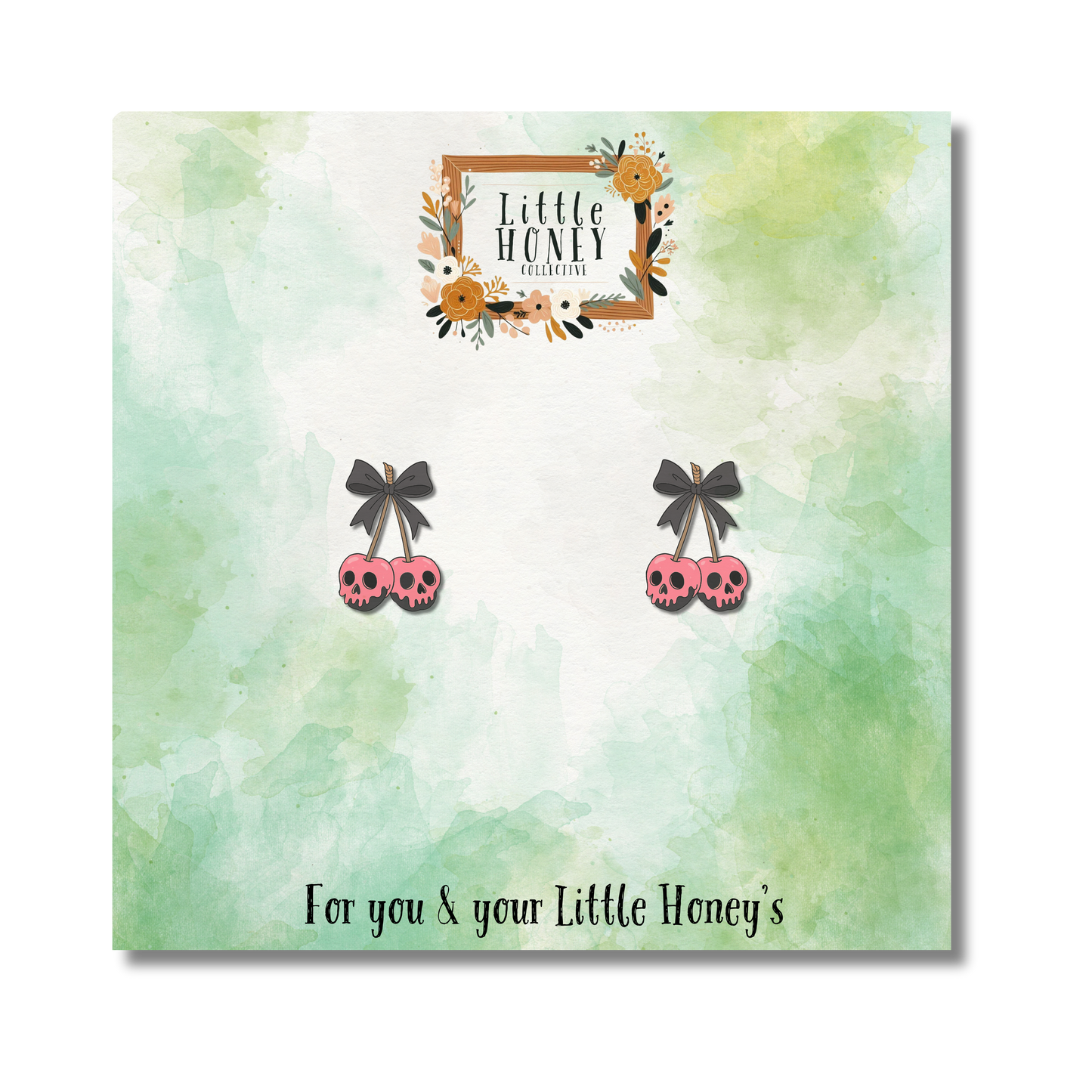 Pink Skull Bow Earrings – Spooky Cute Studs for Moms & Daughters | Little Honey Collective