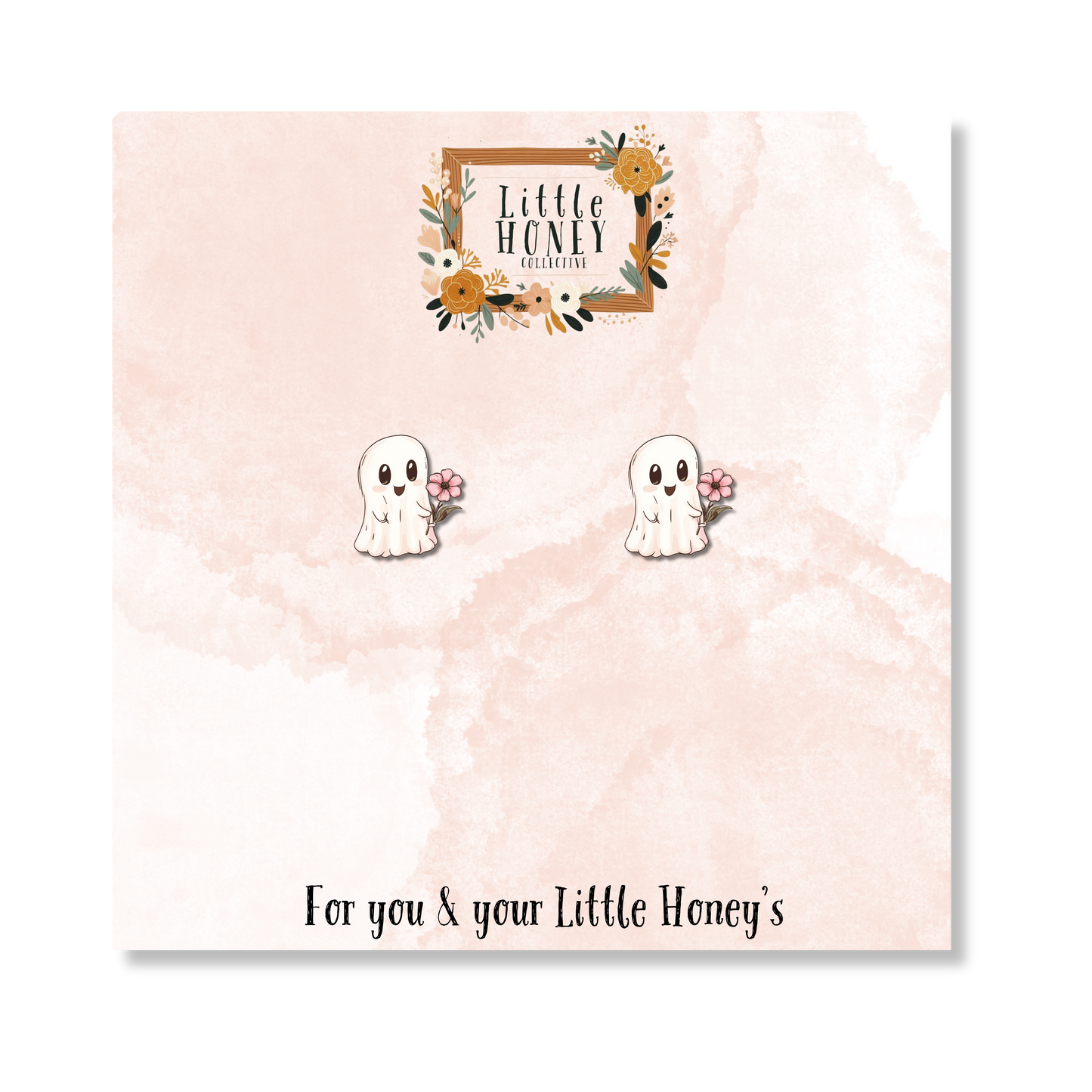 Floral Ghost Earrings – Spooky Cute Studs for Moms & Daughters | Little Honey Collective