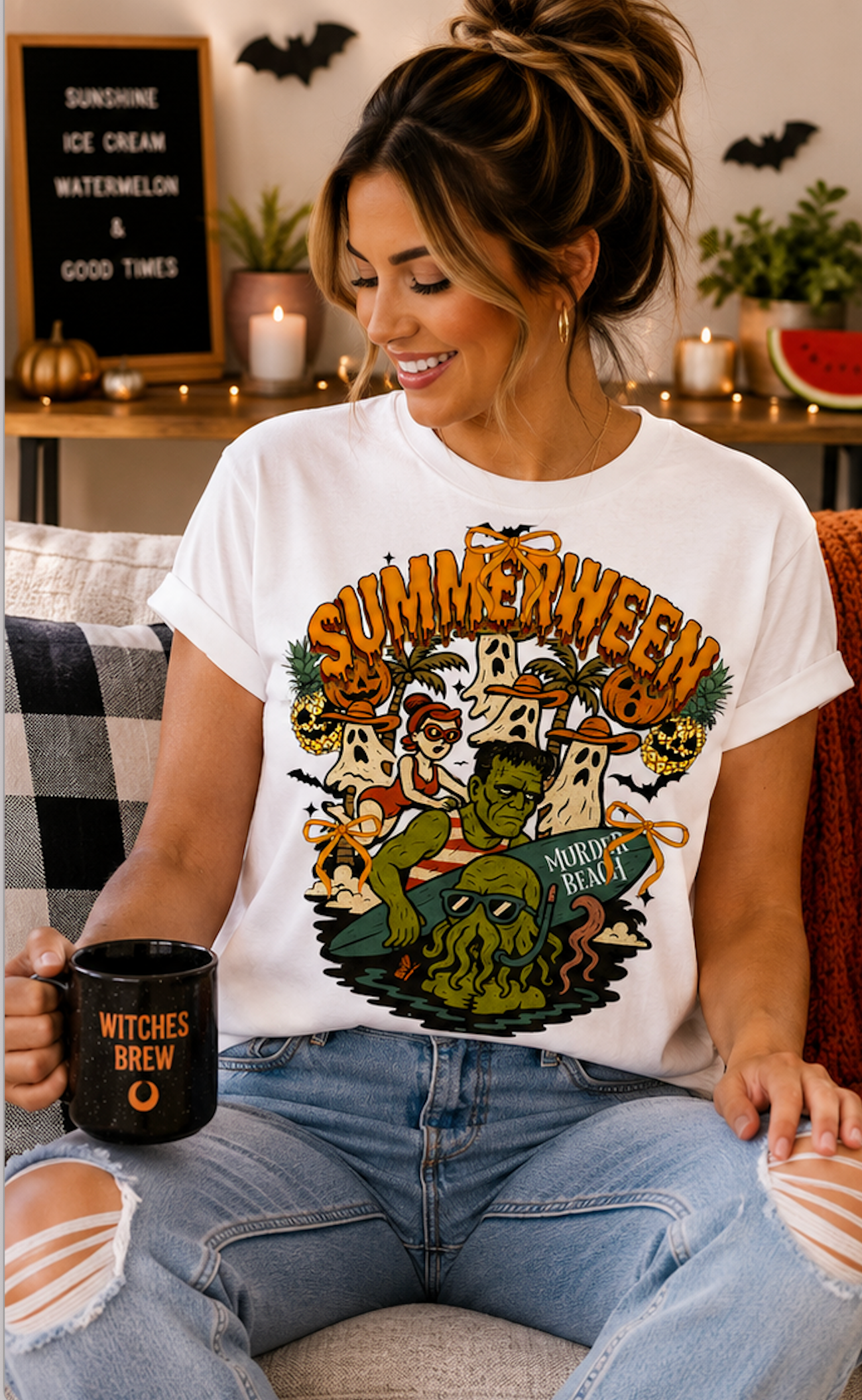 Summerween Murder Beach Shirt • Summerween Graphic Tee • Spooky Summer Shirt • Halloween Beach Shirt • Vintage Halloween Shirt • Cute Summerween Tee